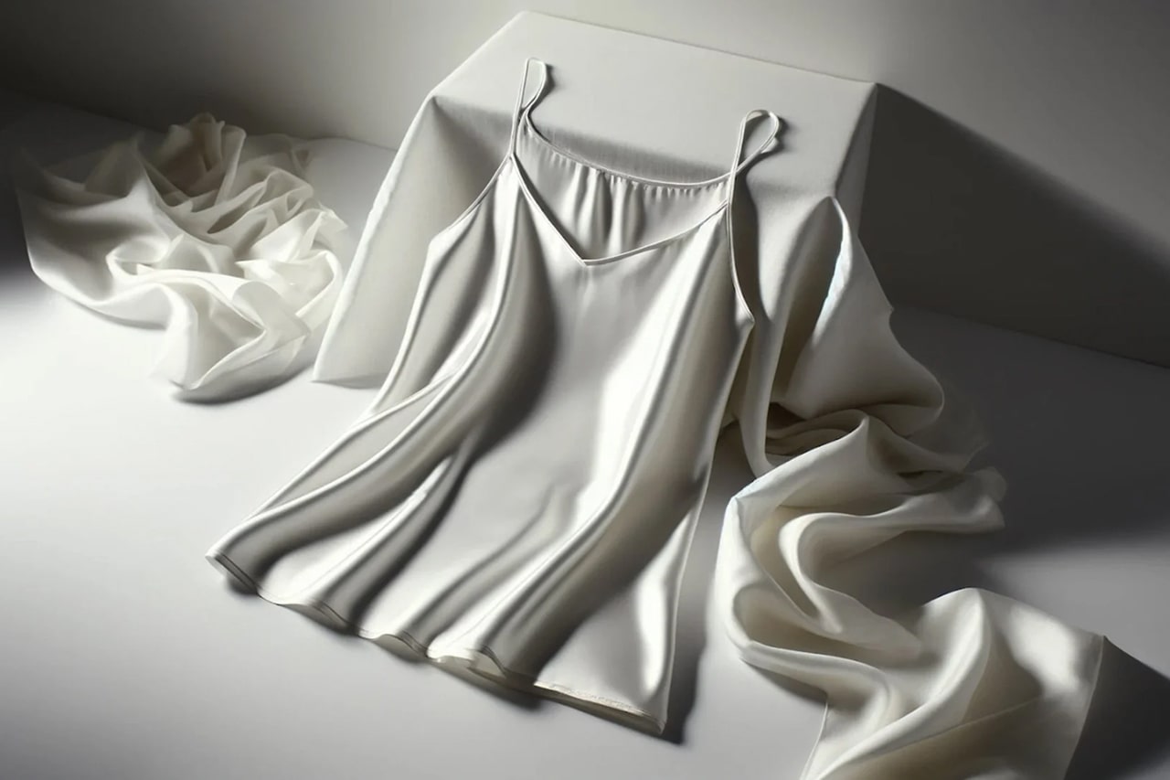 white silk spaghetti top