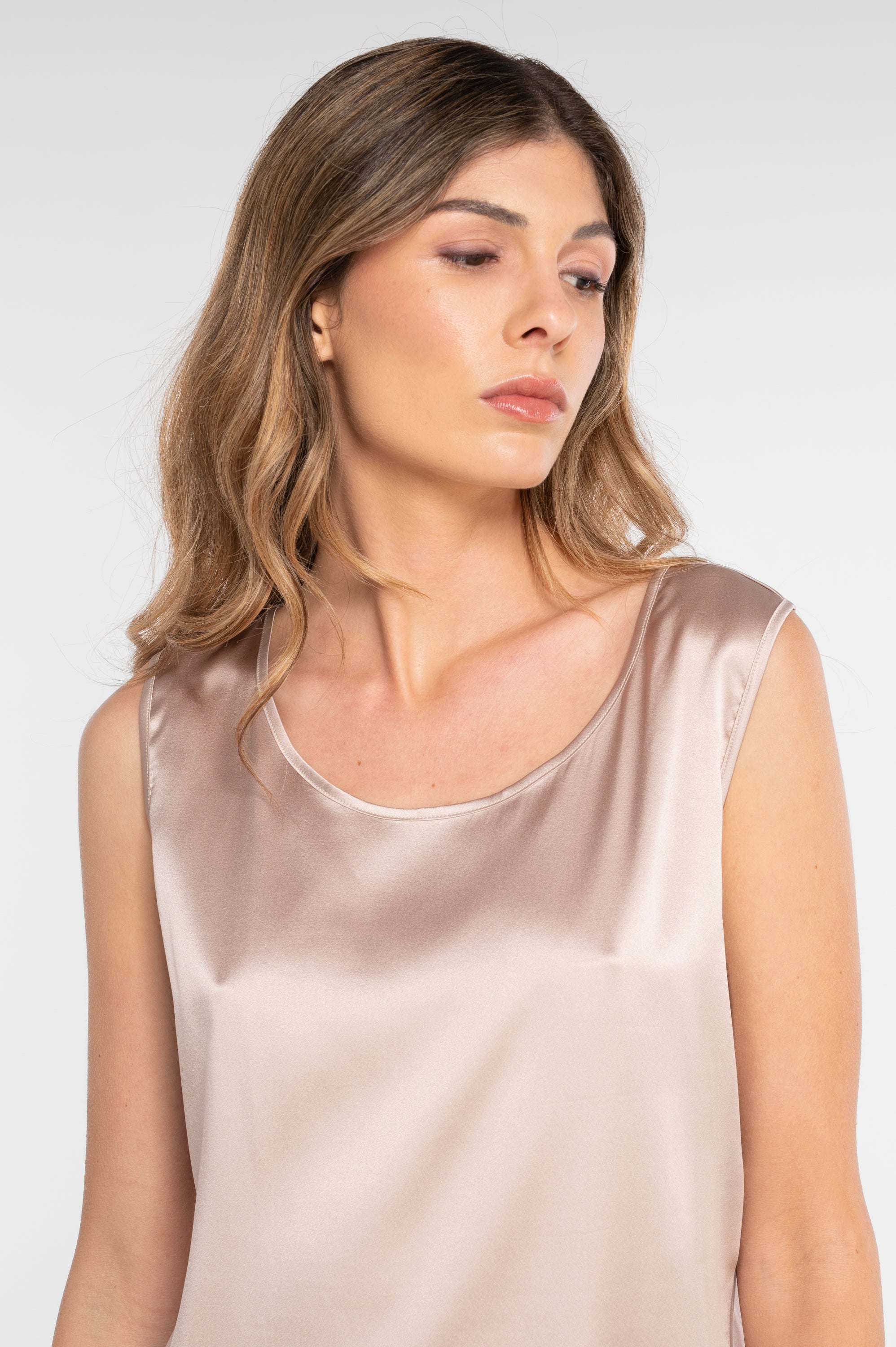 Top Canottiera In Chiffon Di Seta Donna - Senza Maniche Con Fibbia Regolabile, Tinta Unita, Taglie Dalla S Alla 3XL, Perfetto Per L'Estate - 6