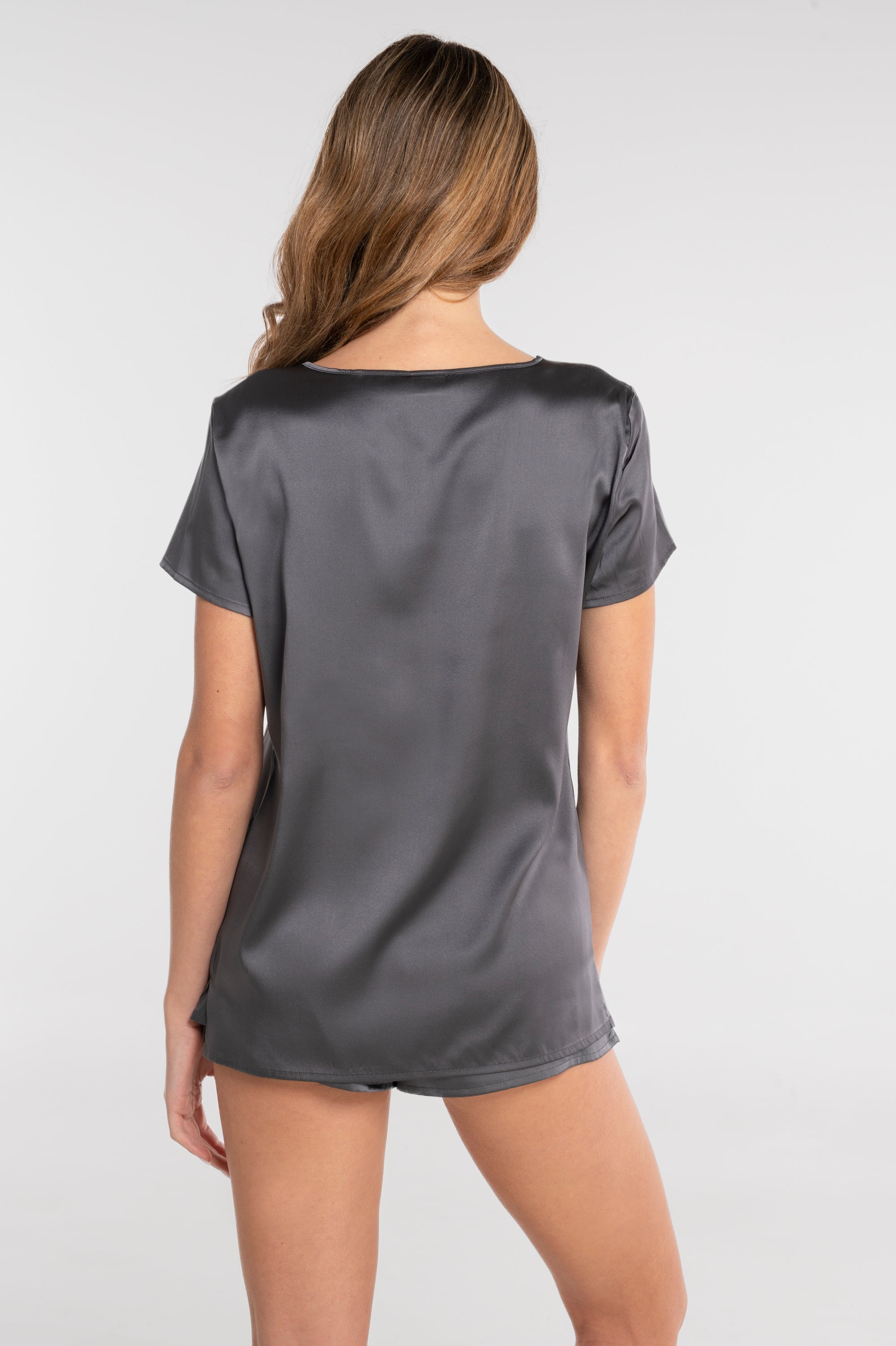 Top en soie stretch à manches courtes 10308