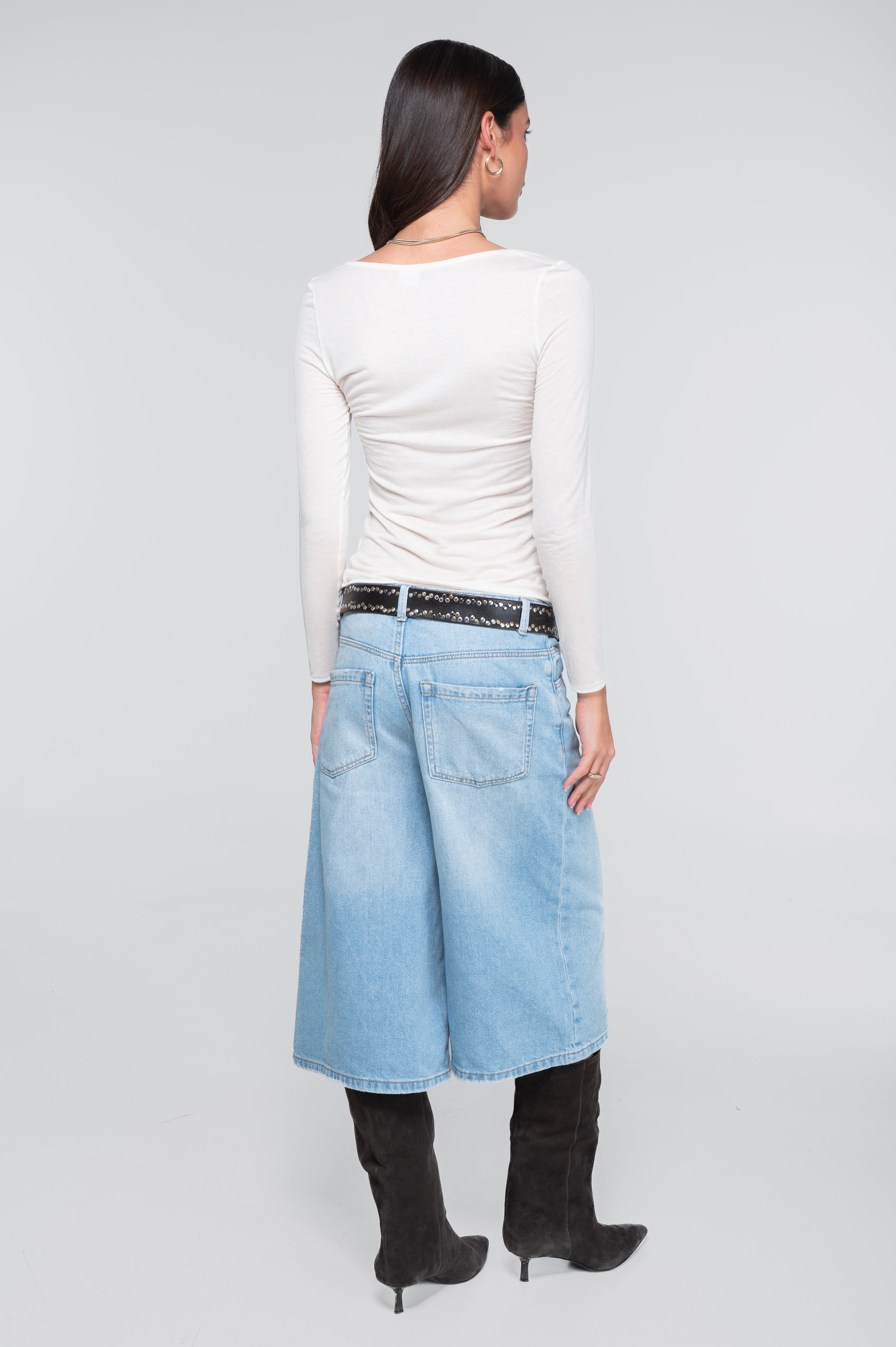 Modal cashmere long sleeves roundneck shirt 1481