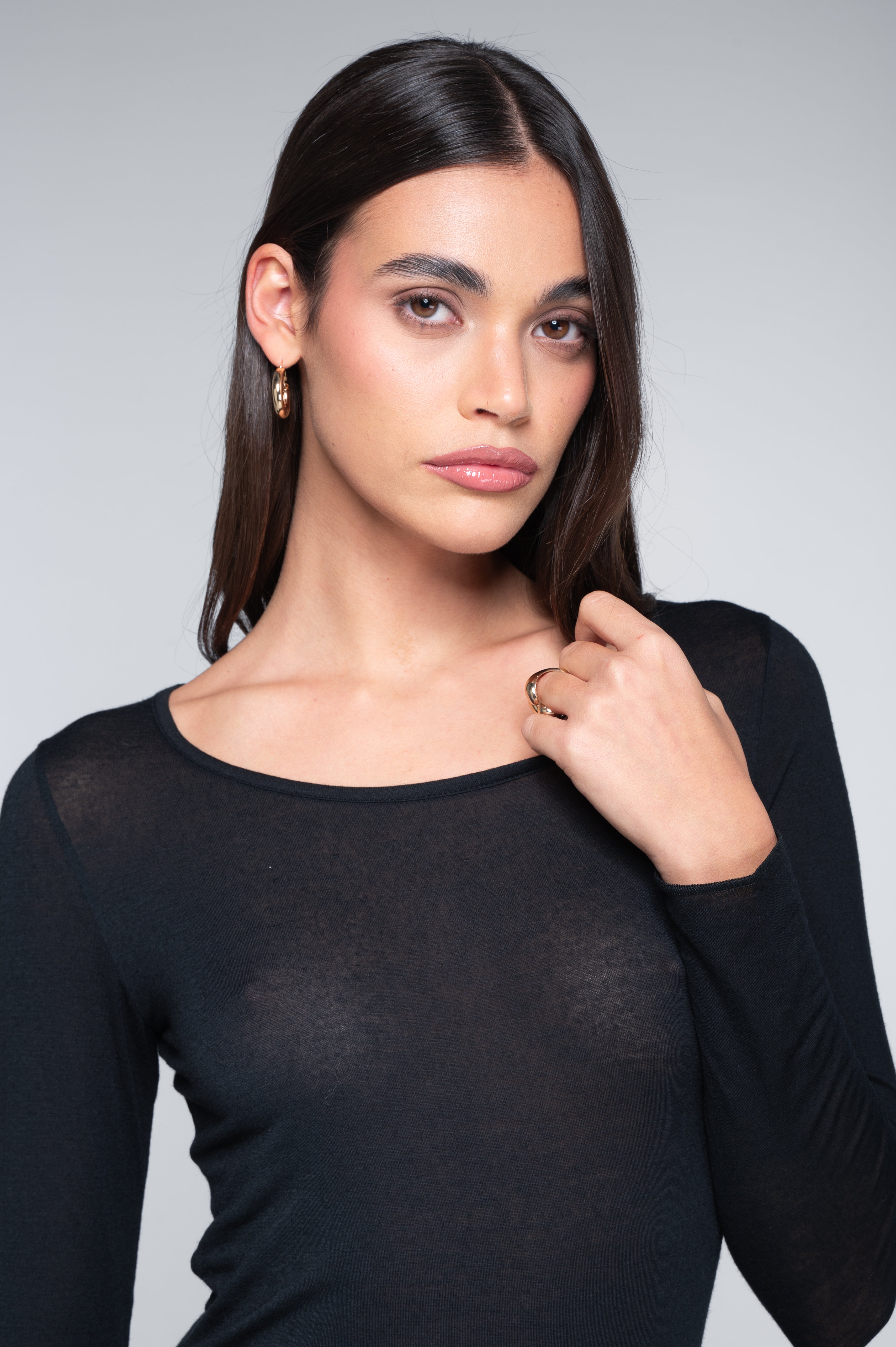 Modal cashmere long sleeves roundneck shirt 1481