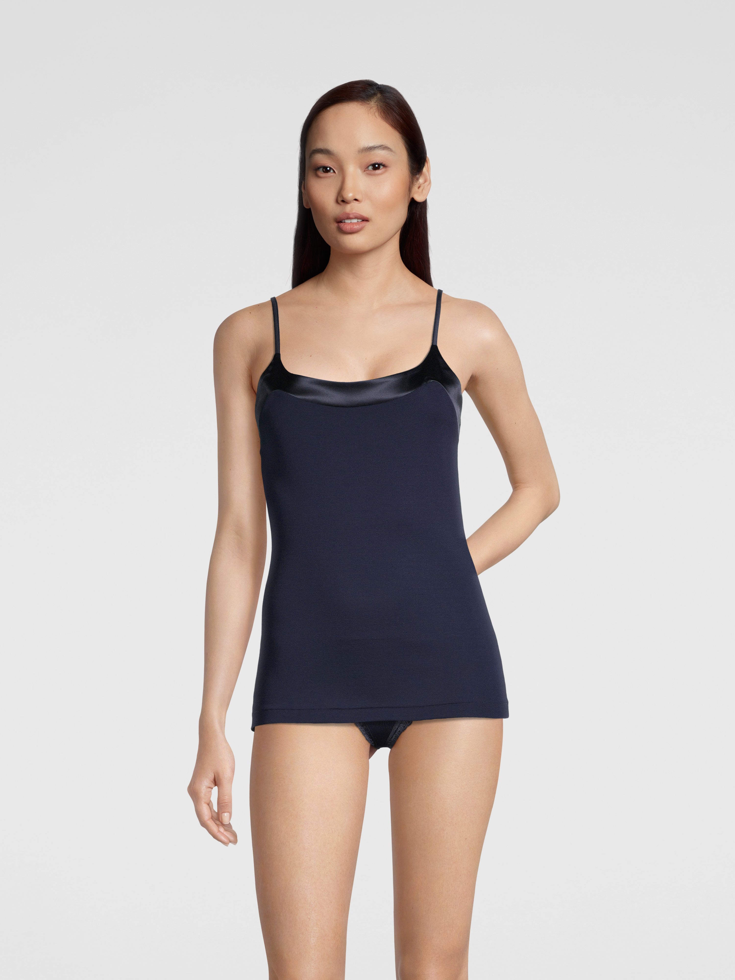 Top Filoscozia Spaghetti avec Bordure en Satin 16124