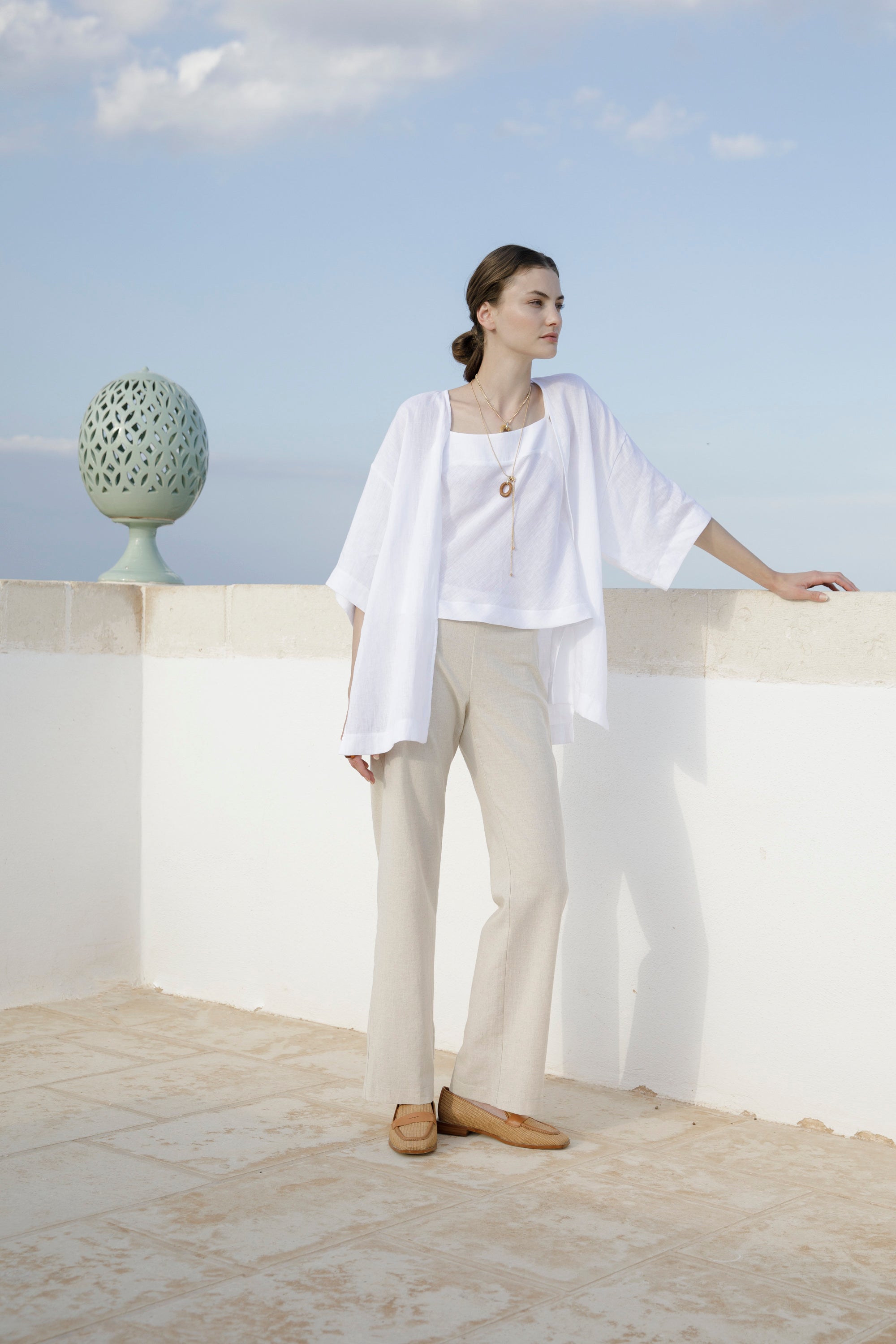 Flared linen camisole top 7552L