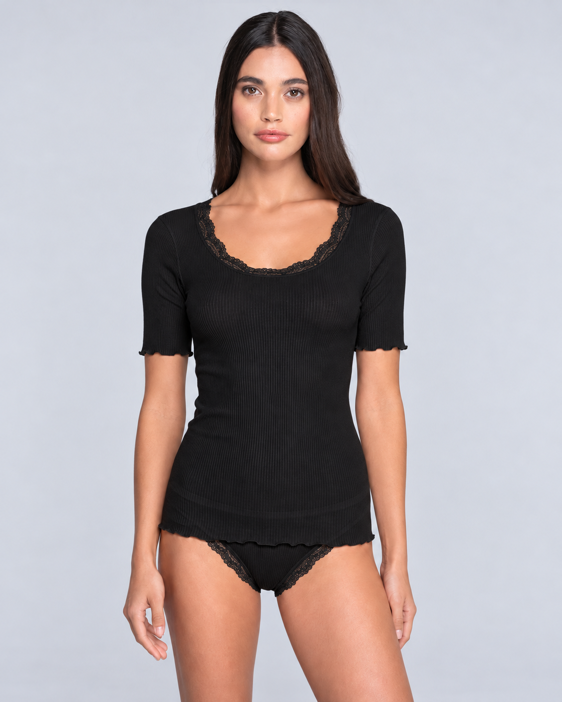 Filoscozia T-shirt with Leavers Lace 3164
