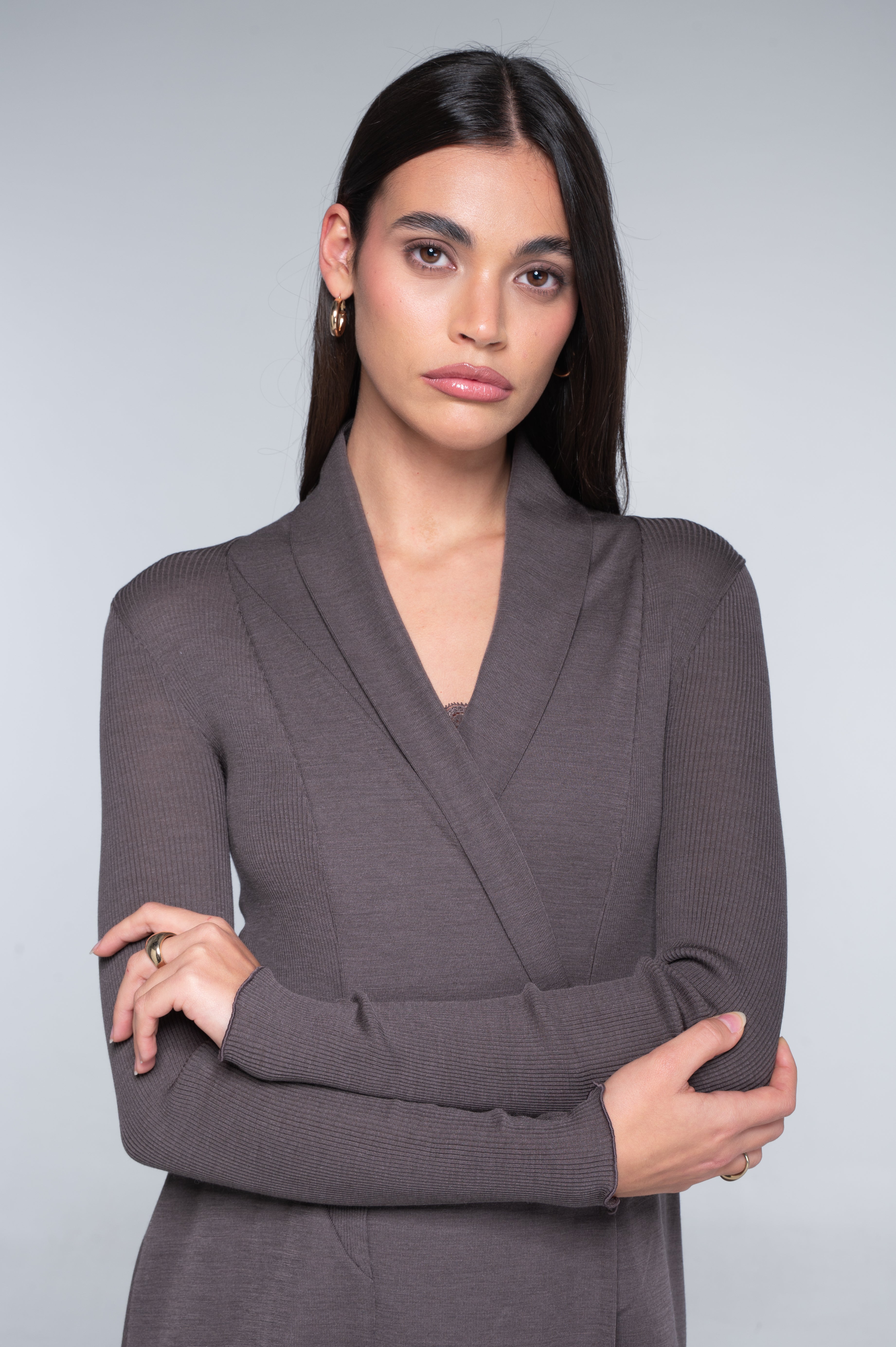 Wool and silk long sleeves cardigan 3463