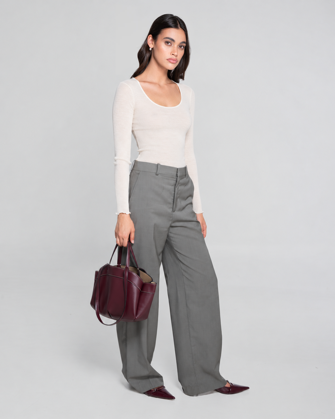 Round Neck Longsleeves Shirt in wool and Silk 3426