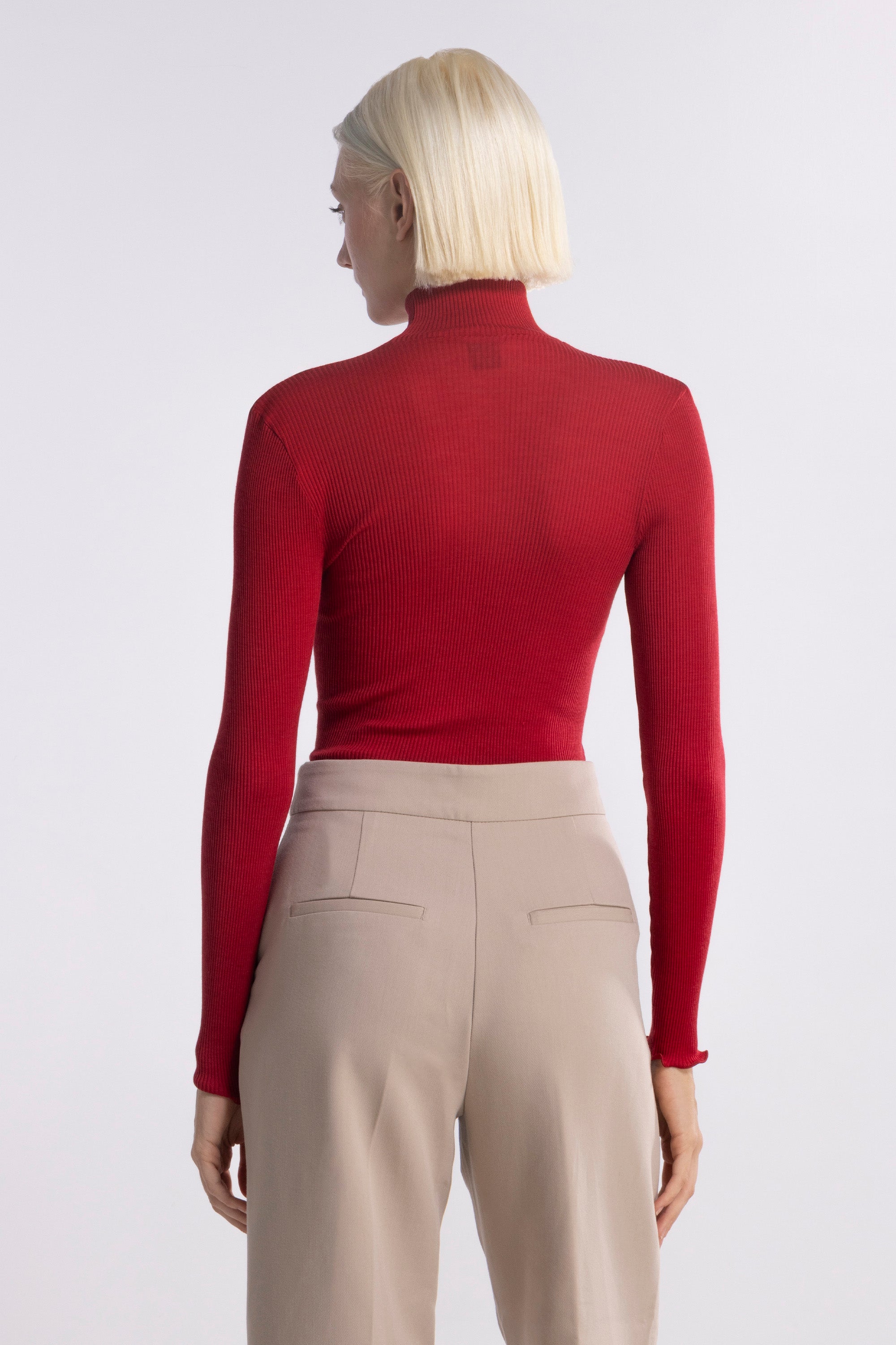 Tubolar Long Sleeves Mock Turtleneck Wool and Silk 3429 - Oscalito