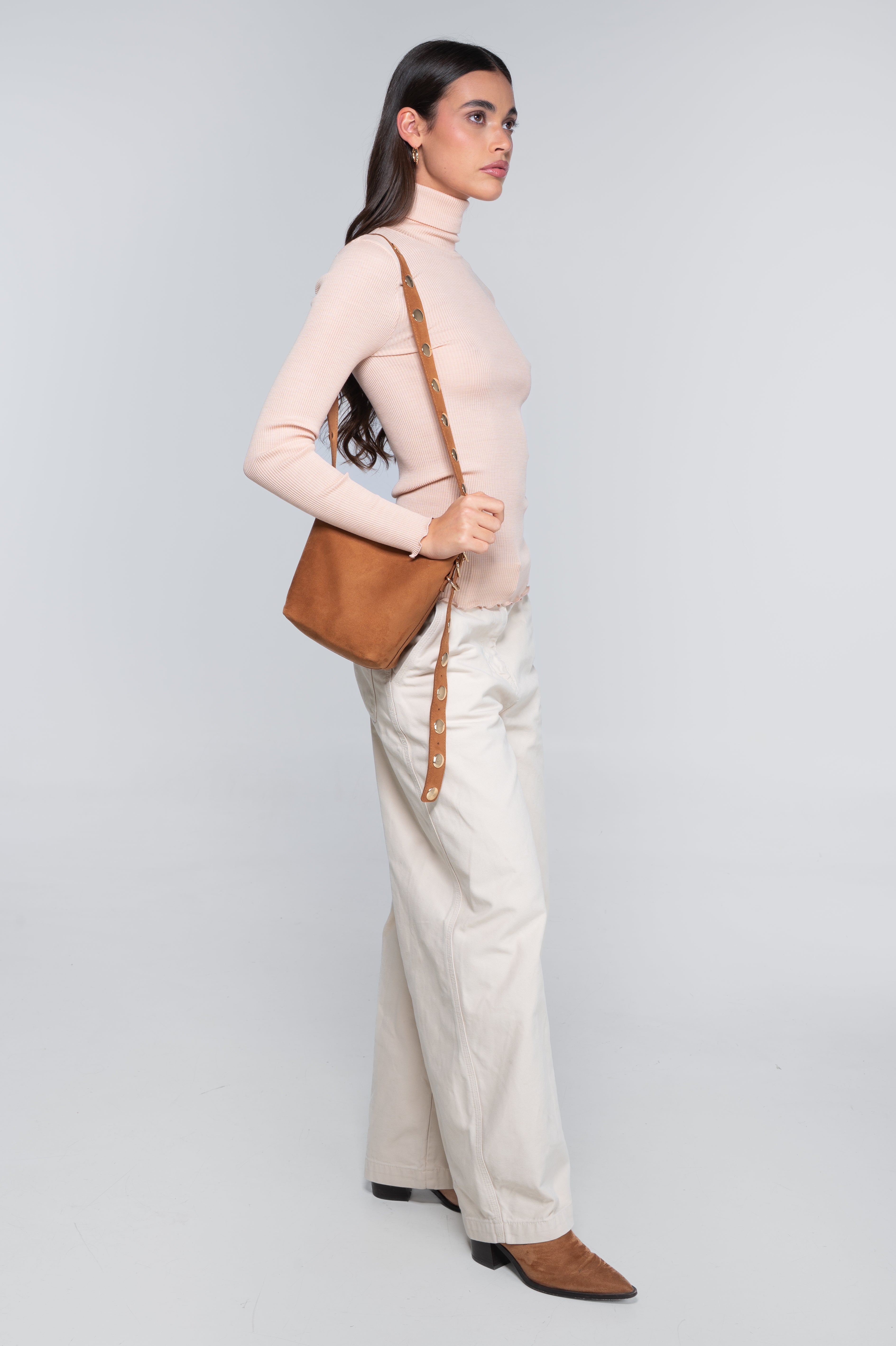 Wool and silk long sleeves turtleneck shirt 3438