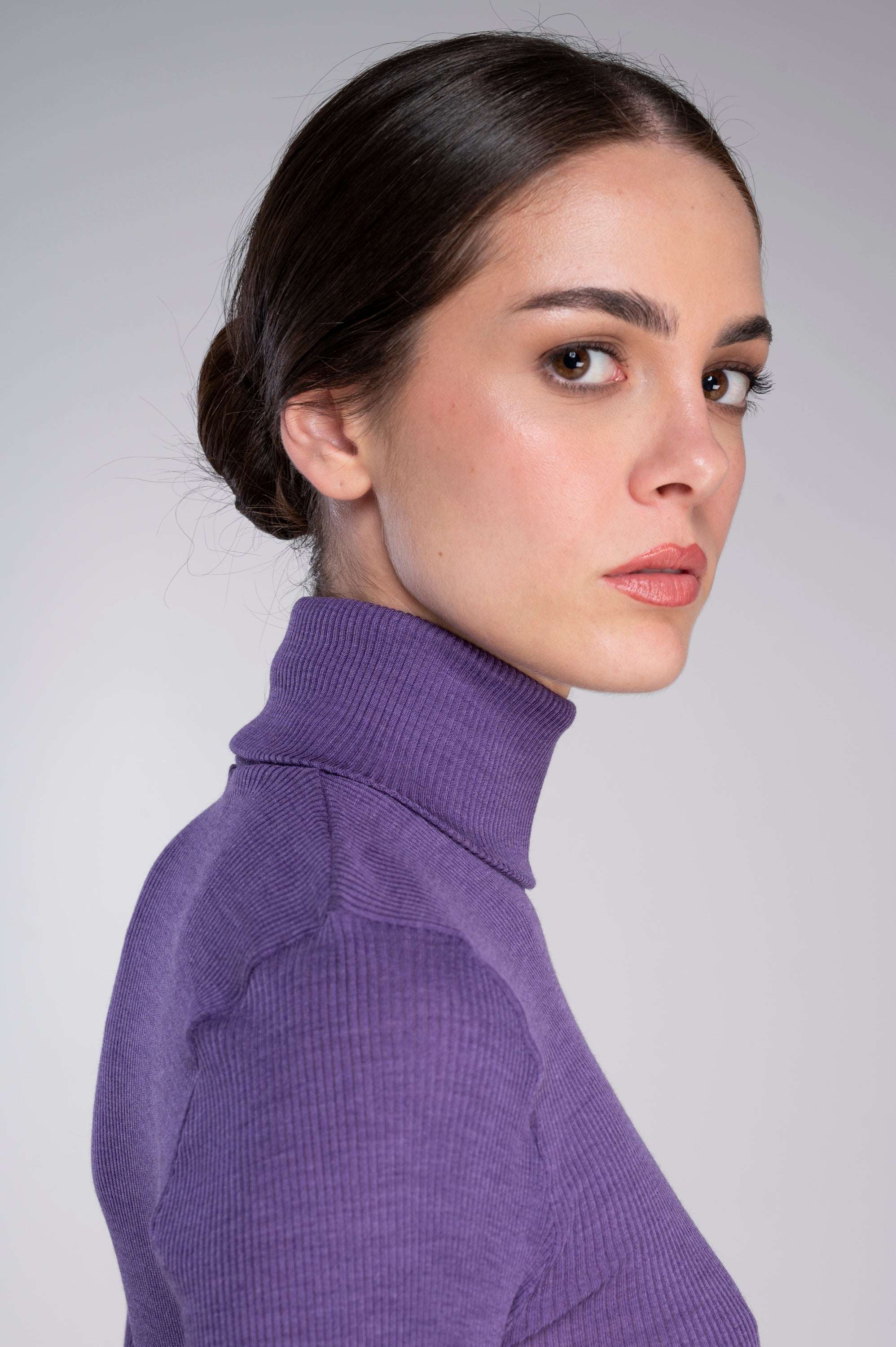 Wool and silk long sleeves turtleneck shirt 3438