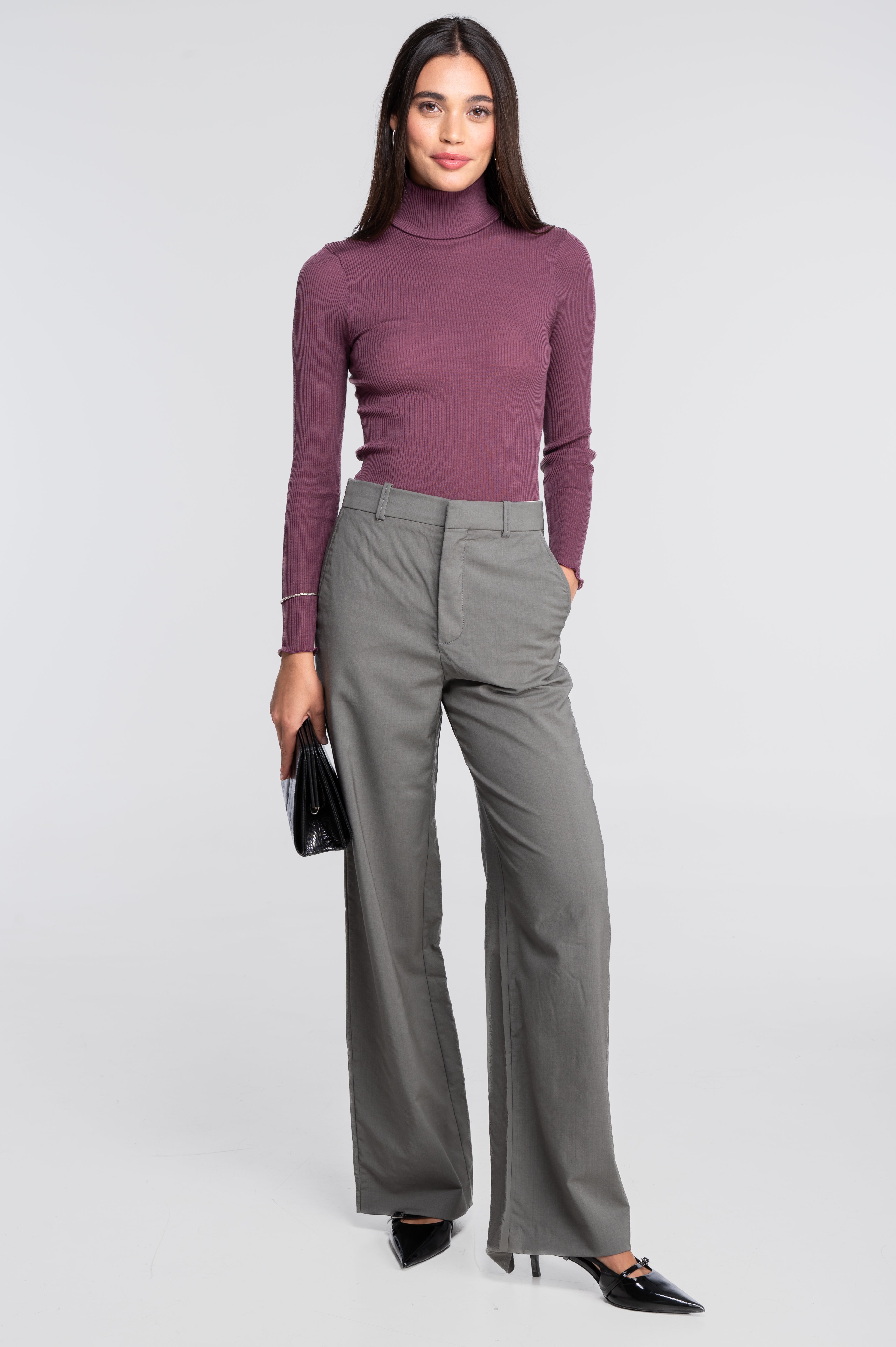 Pull à col roulé en laine et soie 3438