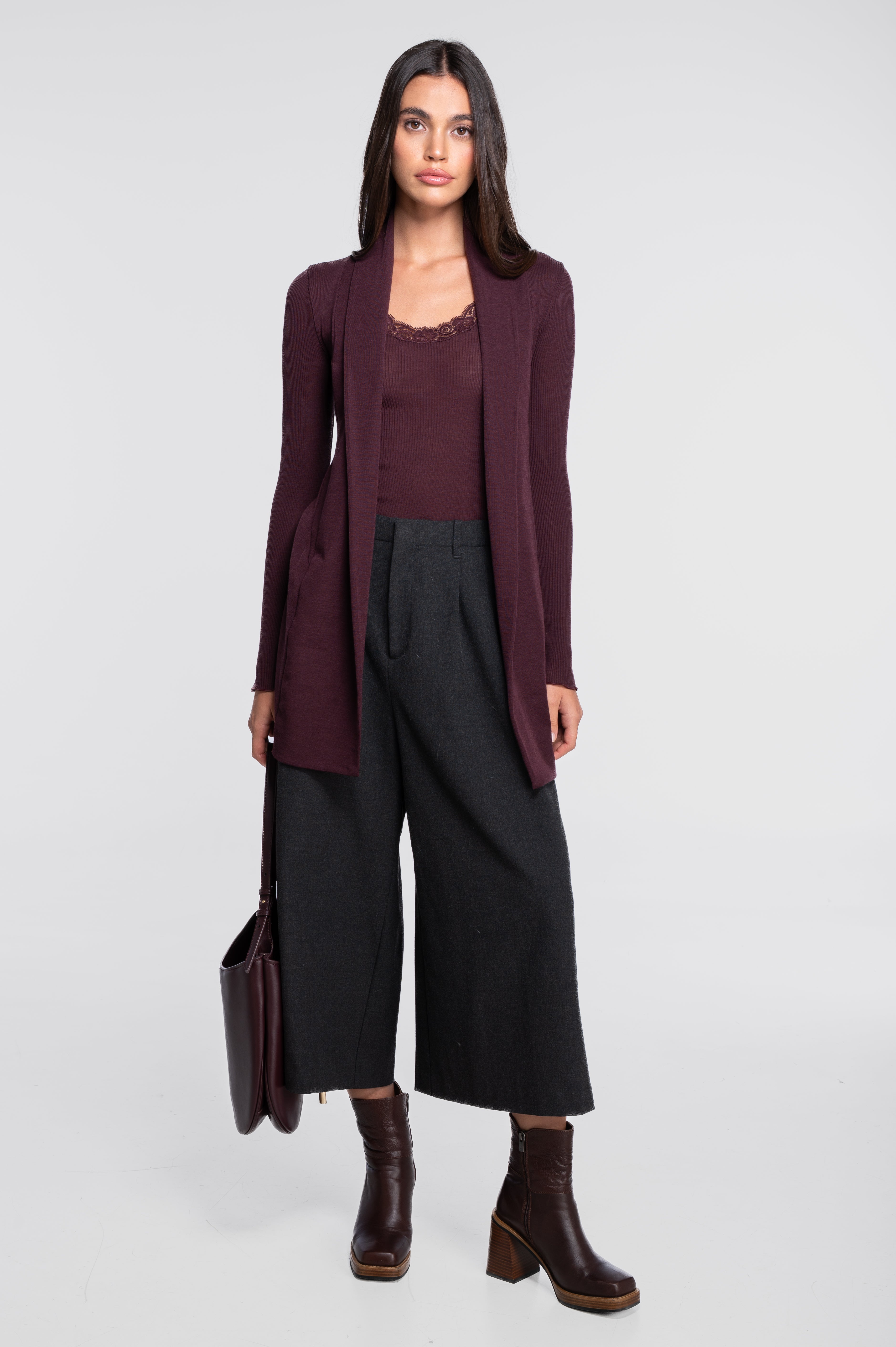 Wool and silk long sleeves cardigan 3463