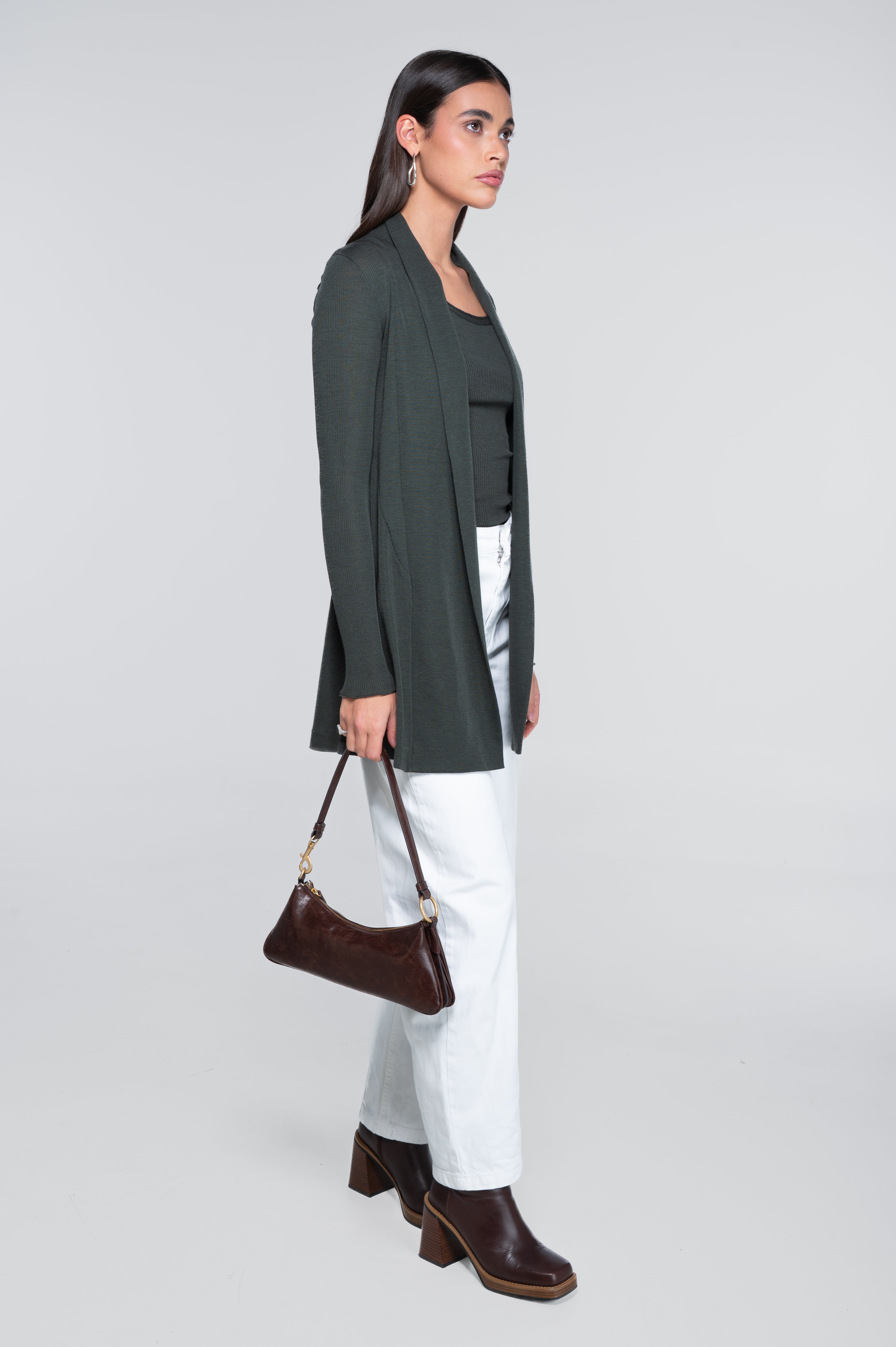 Wool and silk long sleeves cardigan 3463