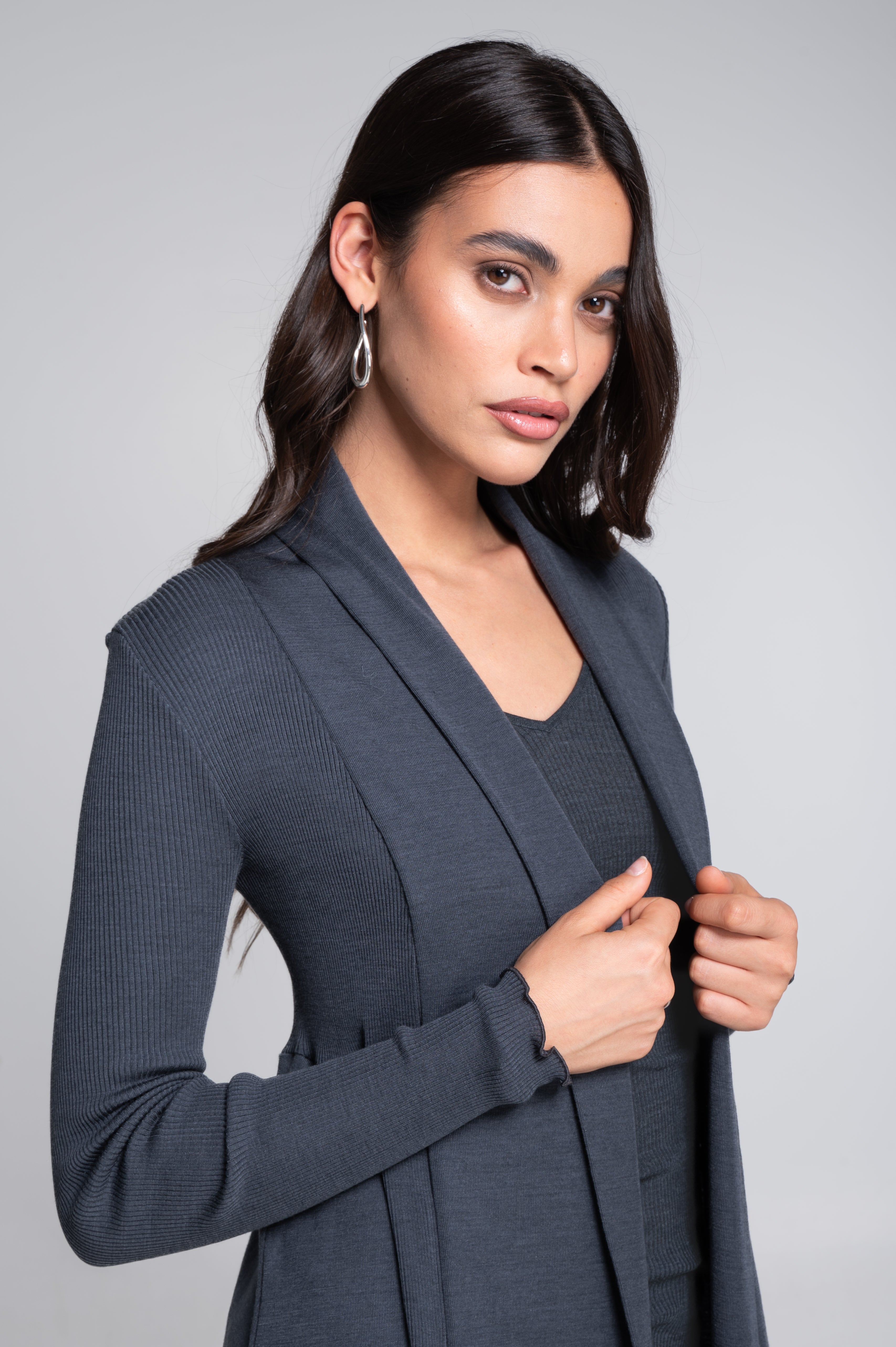 Wool and silk long sleeves cardigan 3463