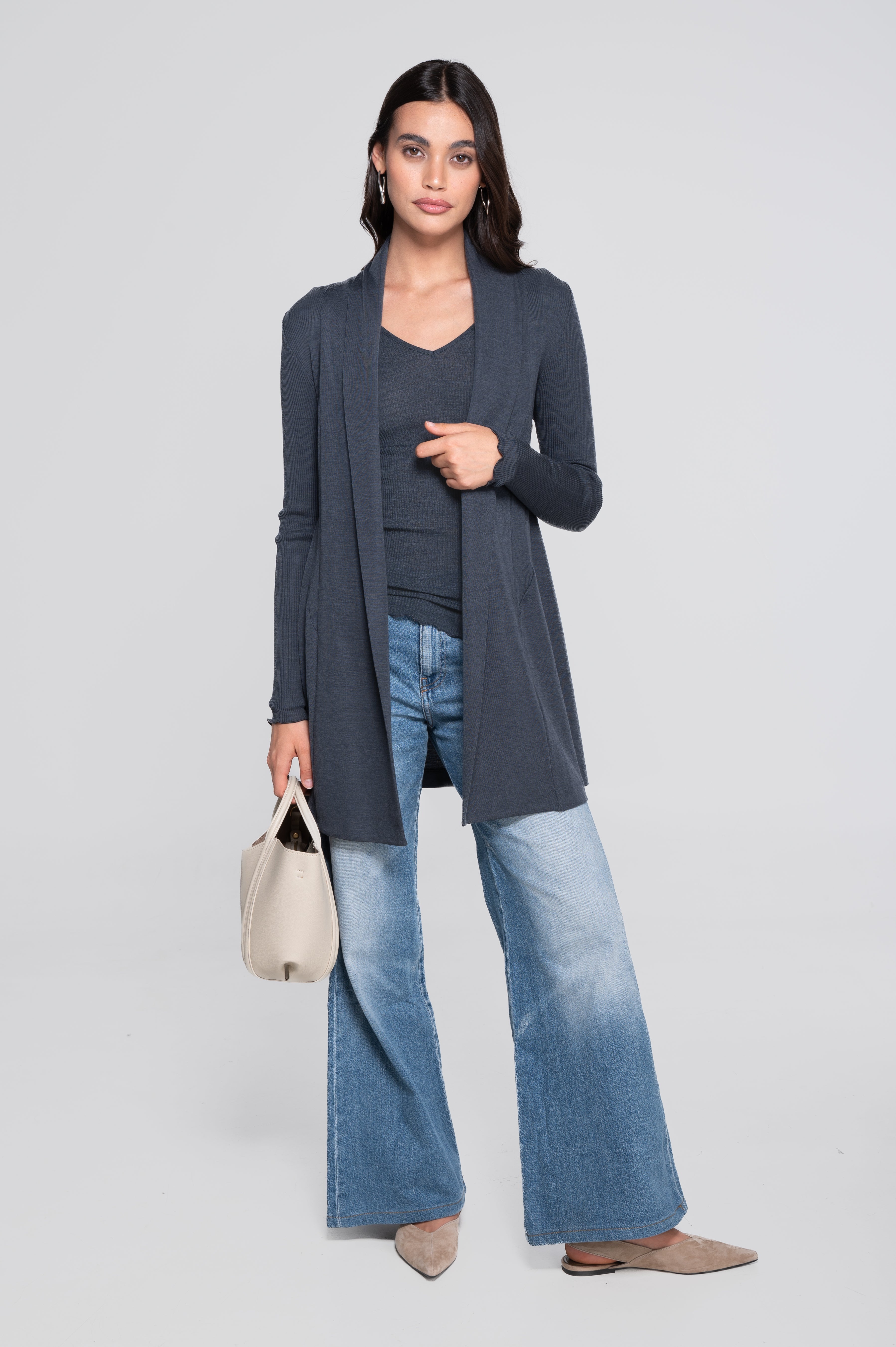 Wool and silk long sleeves cardigan 3463