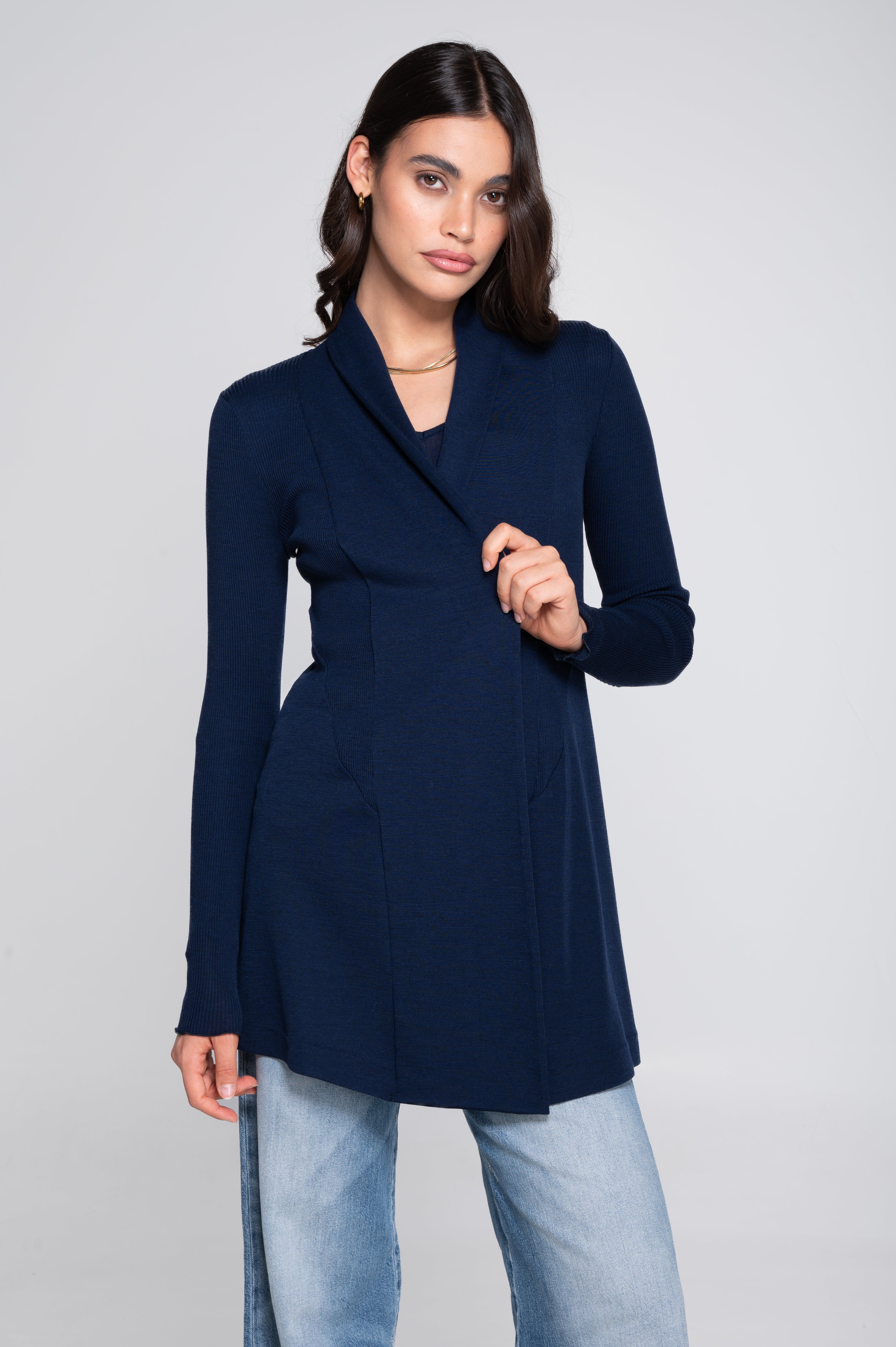 Wool and silk long sleeves cardigan 3463