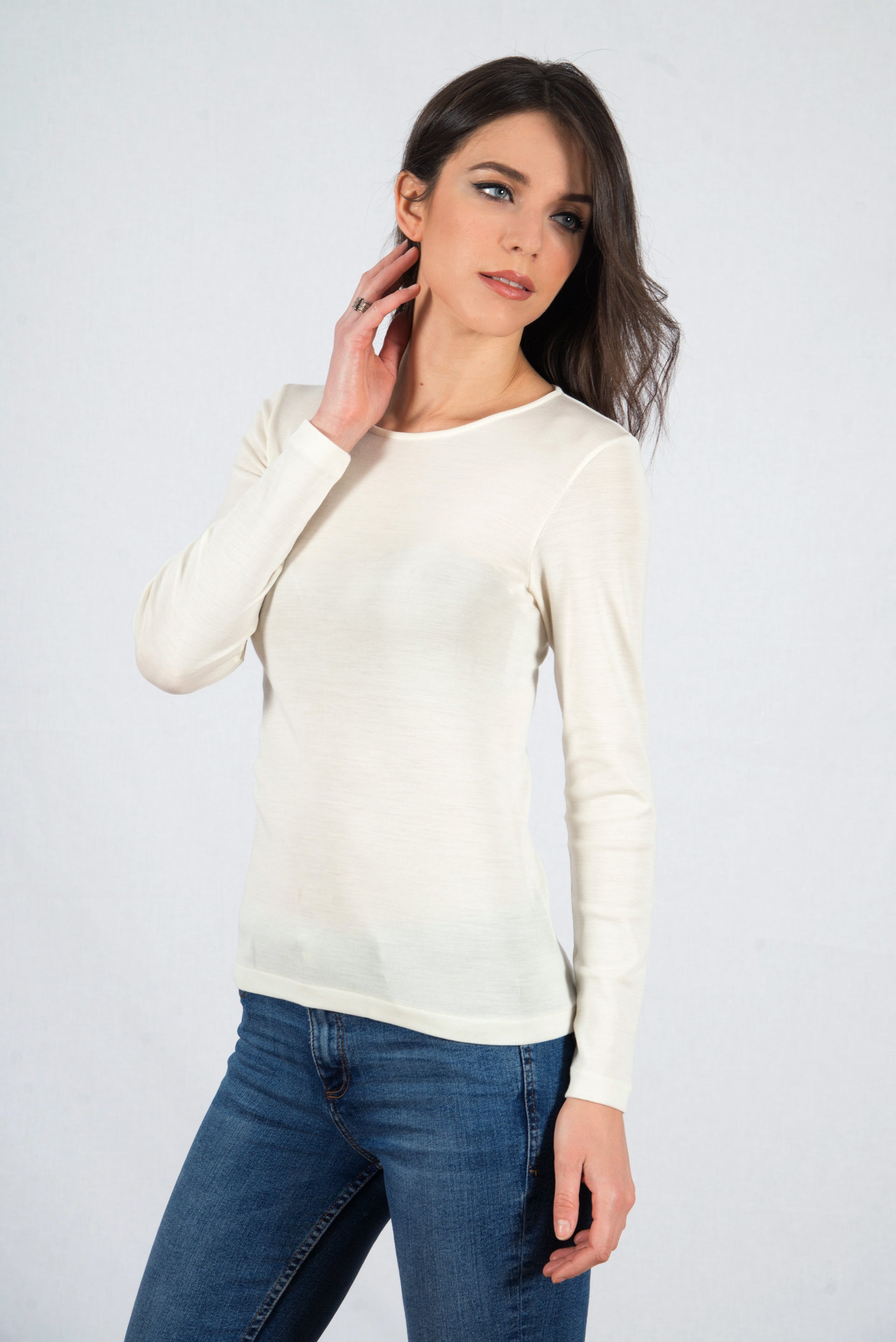 Longsleeves shirt wool and silk 3476 - Oscalito