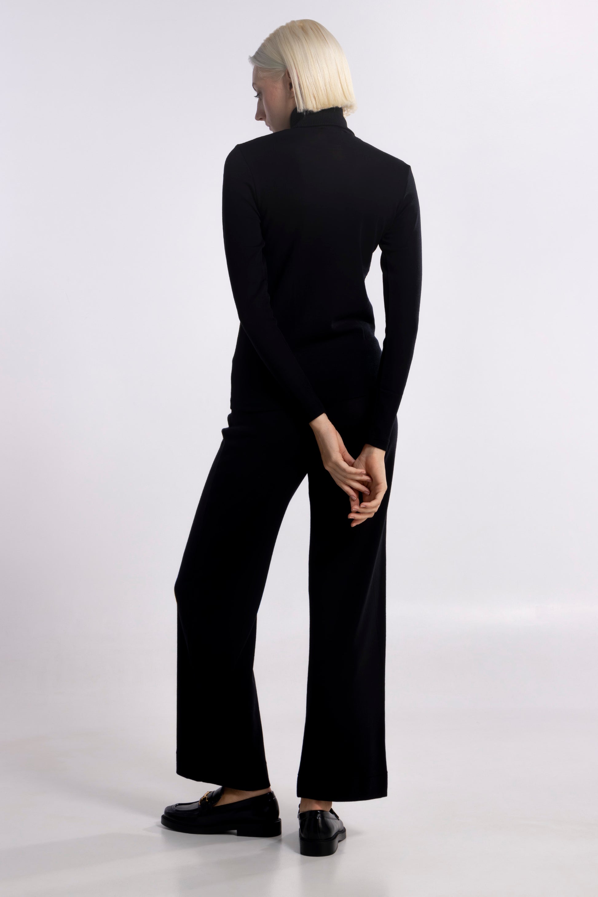 Long-Sleeved Turtleneck shirt in Wool and Silk flat fabric 3478 - Oscalito