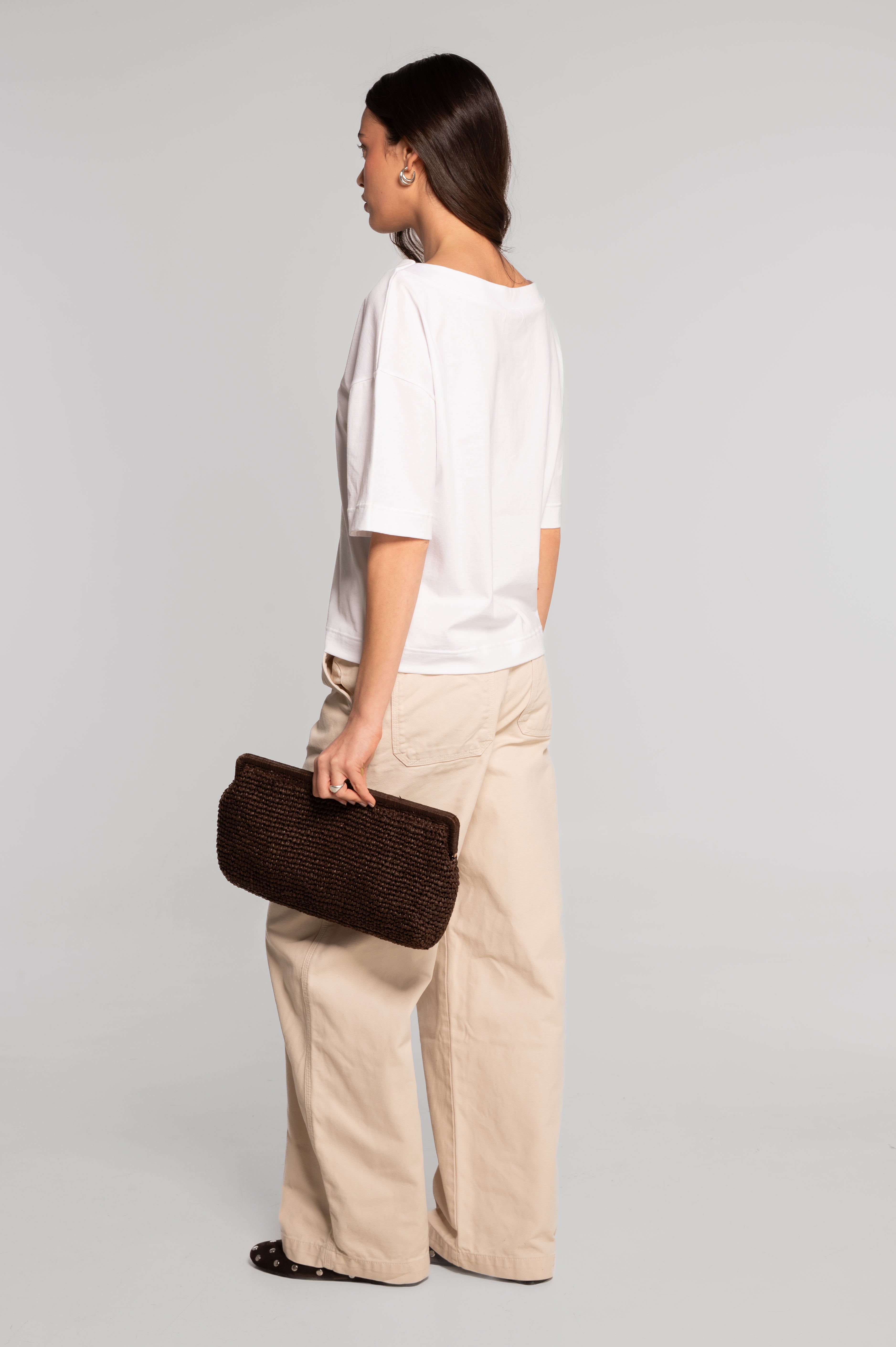 Boat neck T-shirt in jersey cotton 412