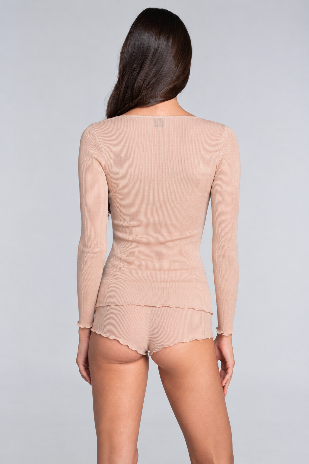 Satin Wool and Silk V neck Longsleeved top 4248