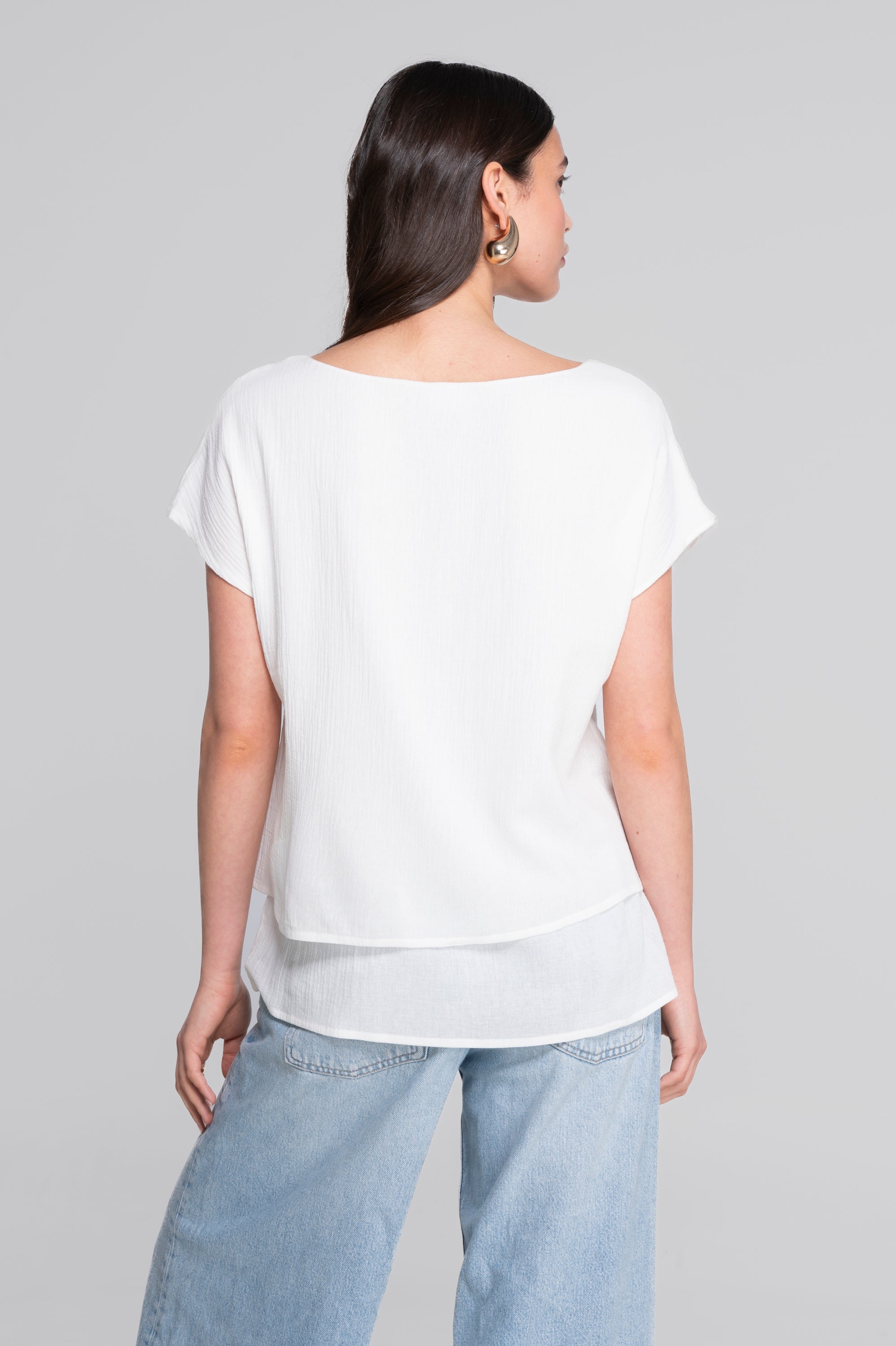 Layered cotton crêpe T-shirt 7541