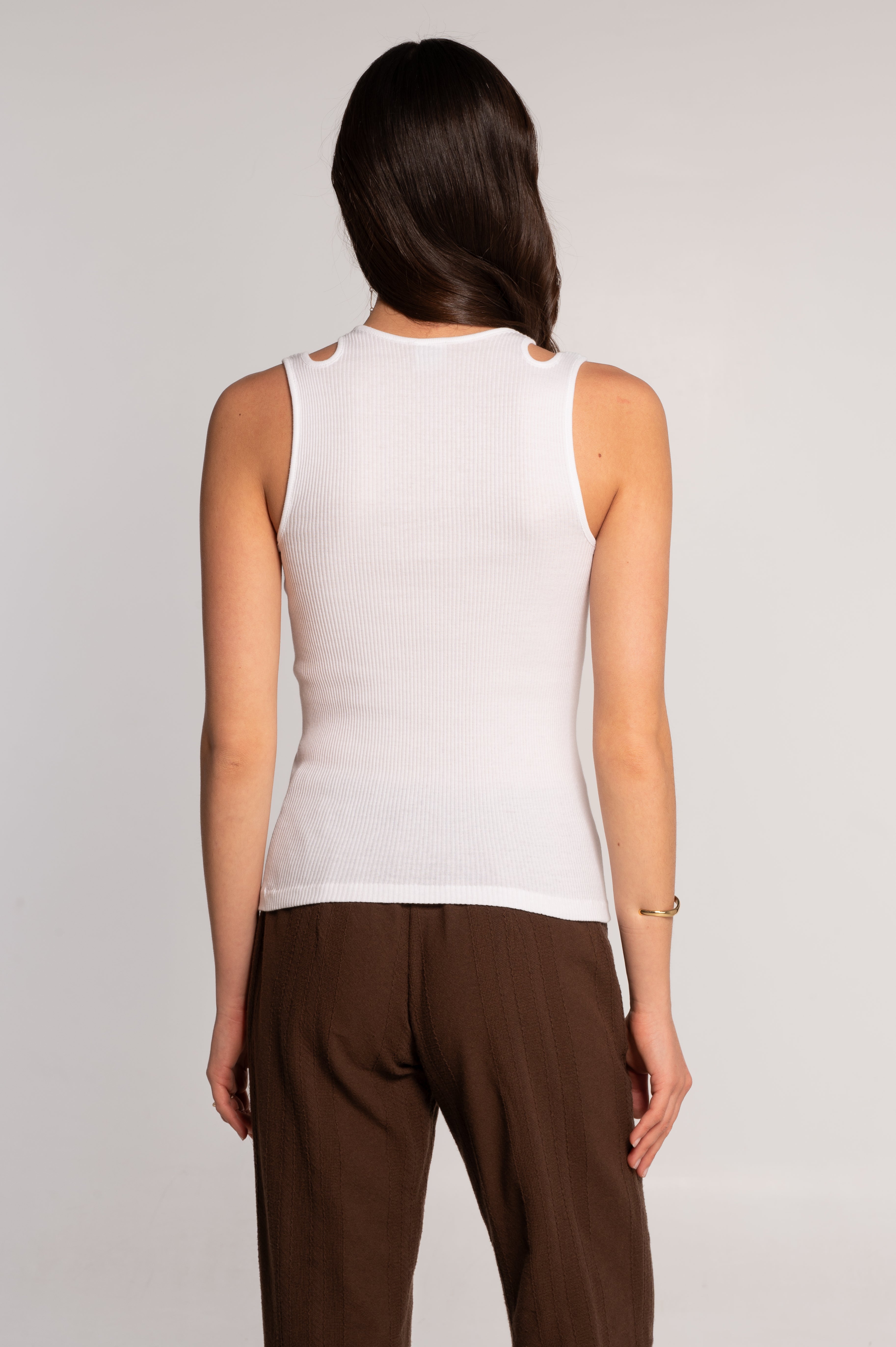 Cotton tank top with shoulder cut-outs 7153