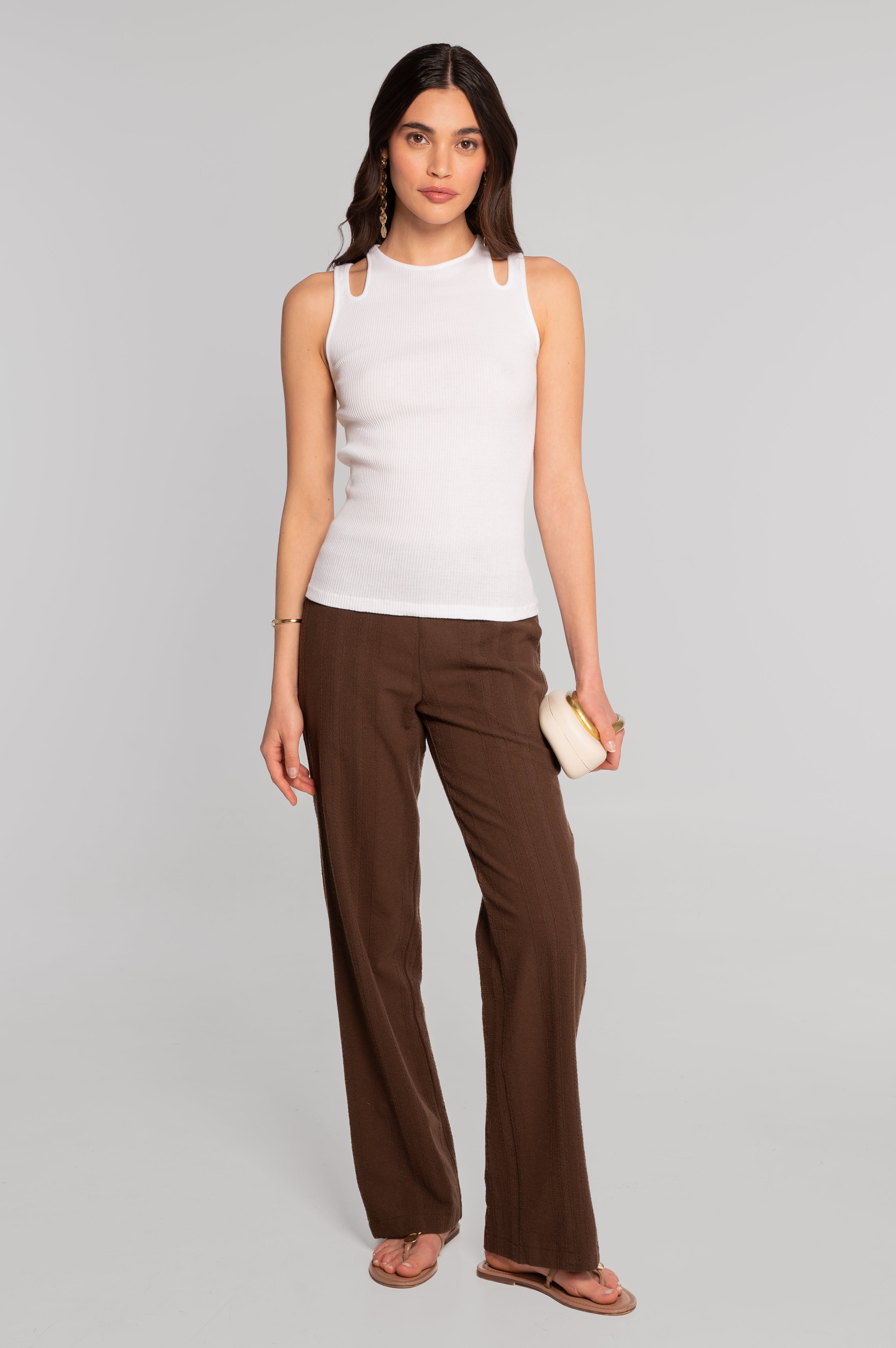 Cotton tank top with shoulder cut-outs 7153