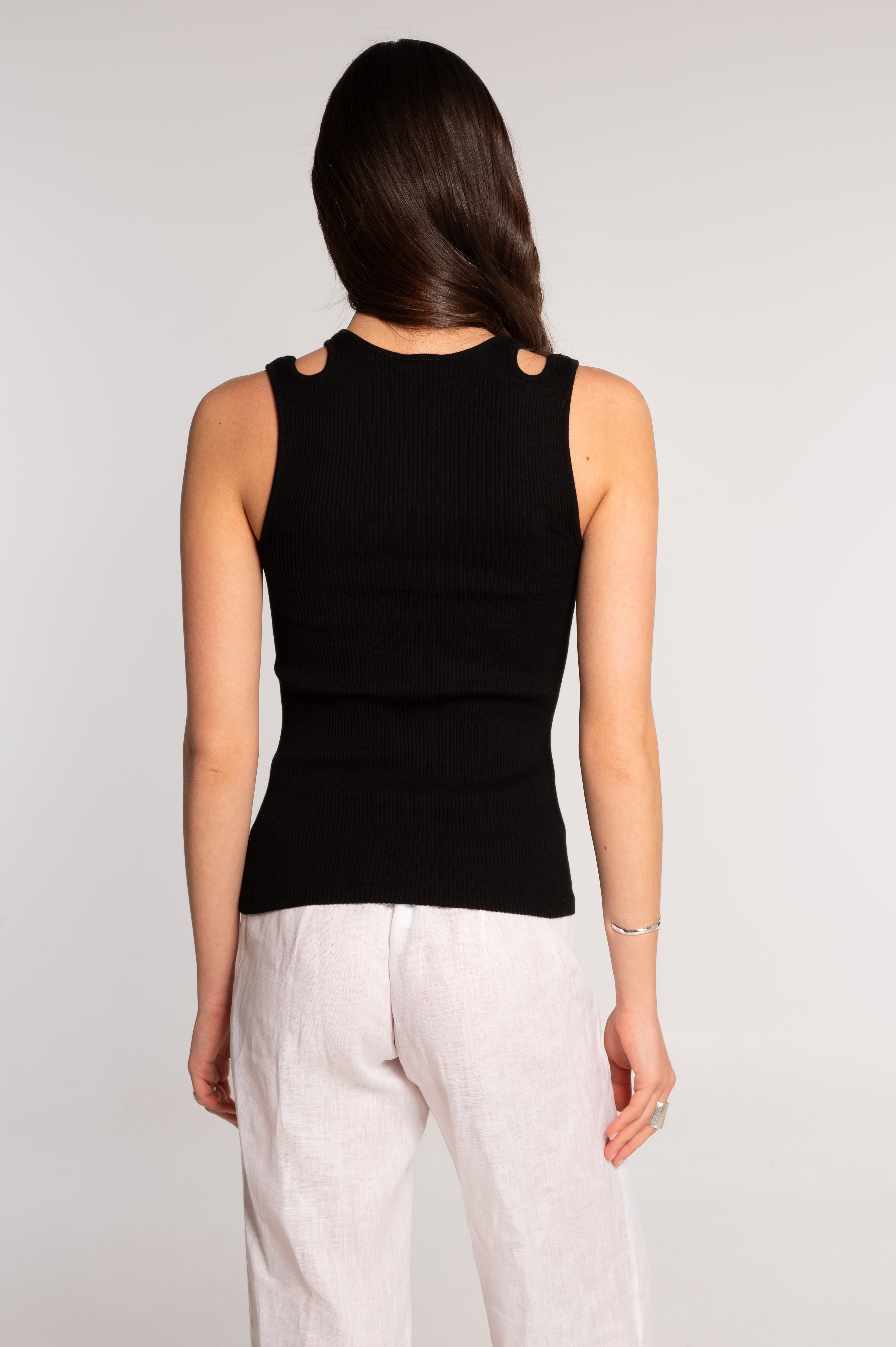 Cotton tank top with shoulder cut-outs 7153