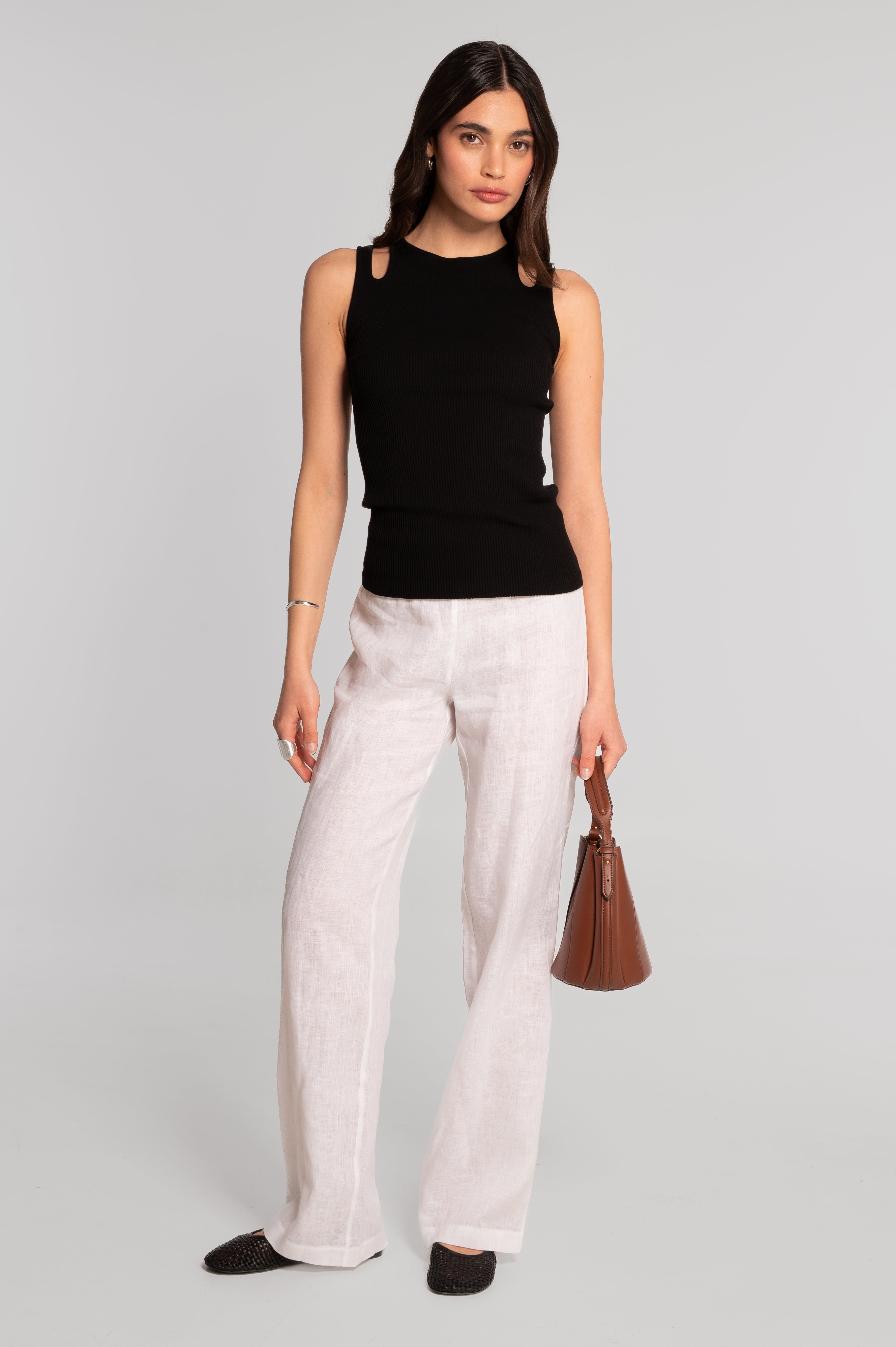 Cotton tank top with shoulder cut-outs 7153