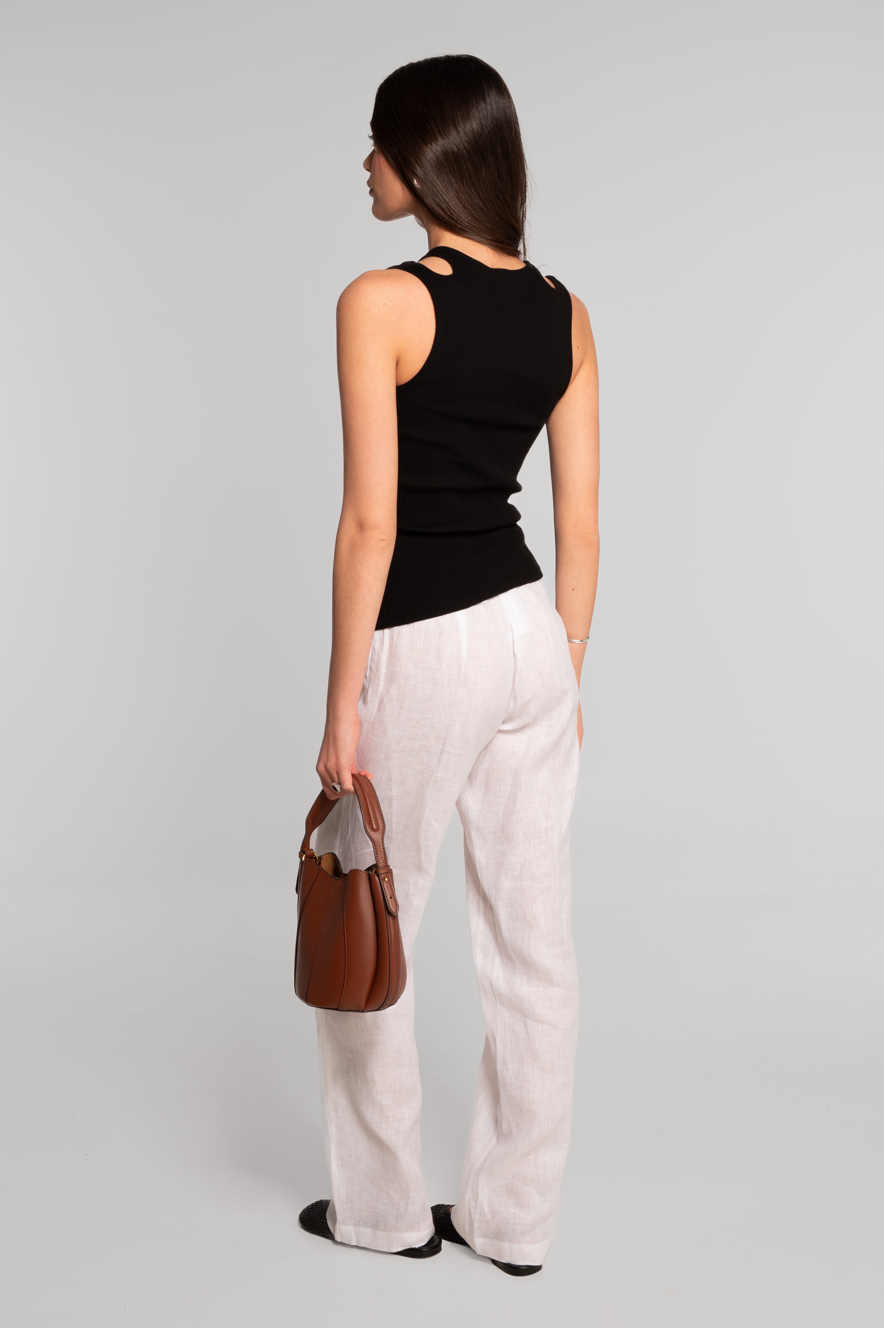 Cotton tank top with shoulder cut-outs 7153