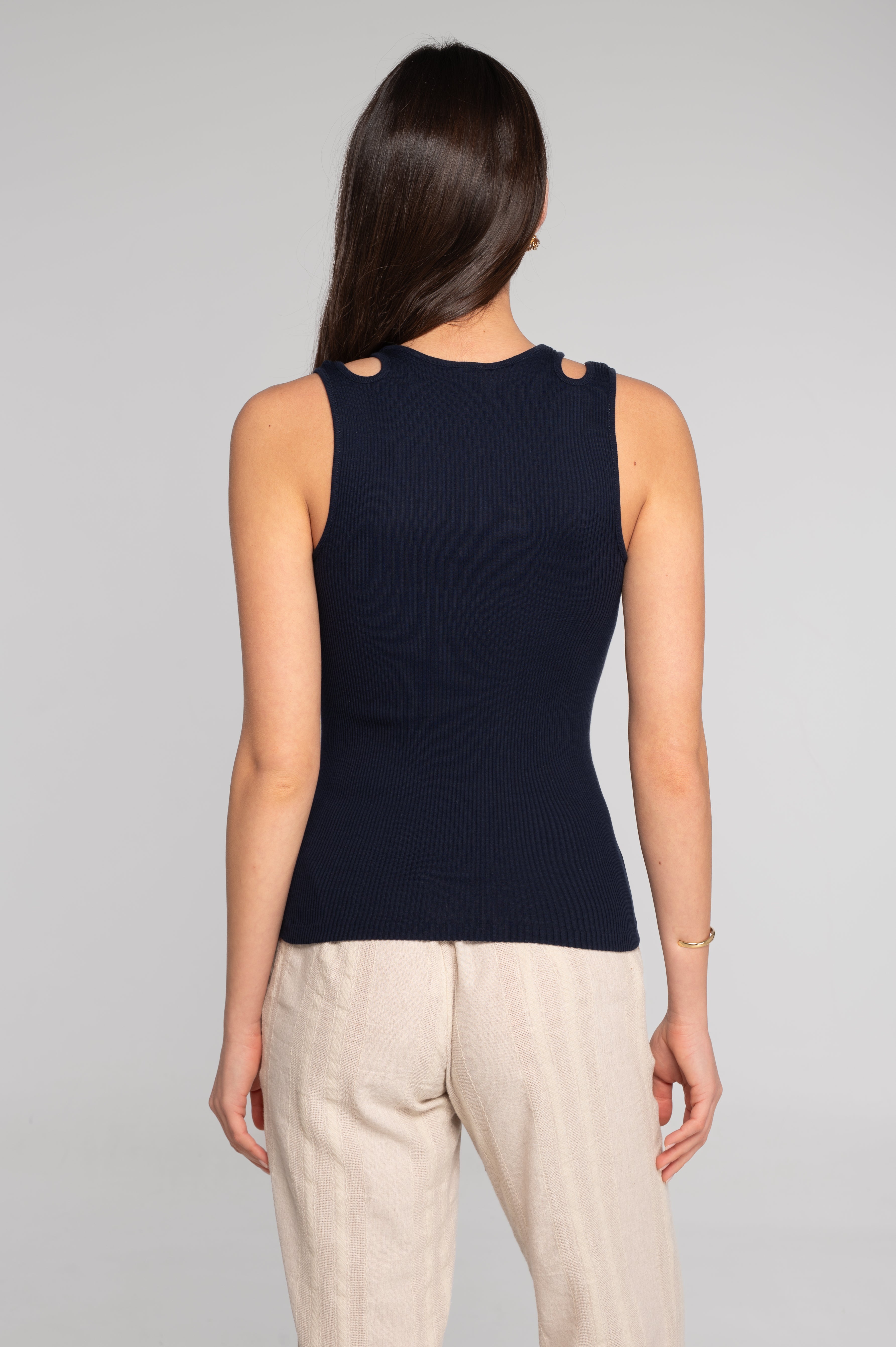 Cotton tank top with shoulder cut-outs 7153