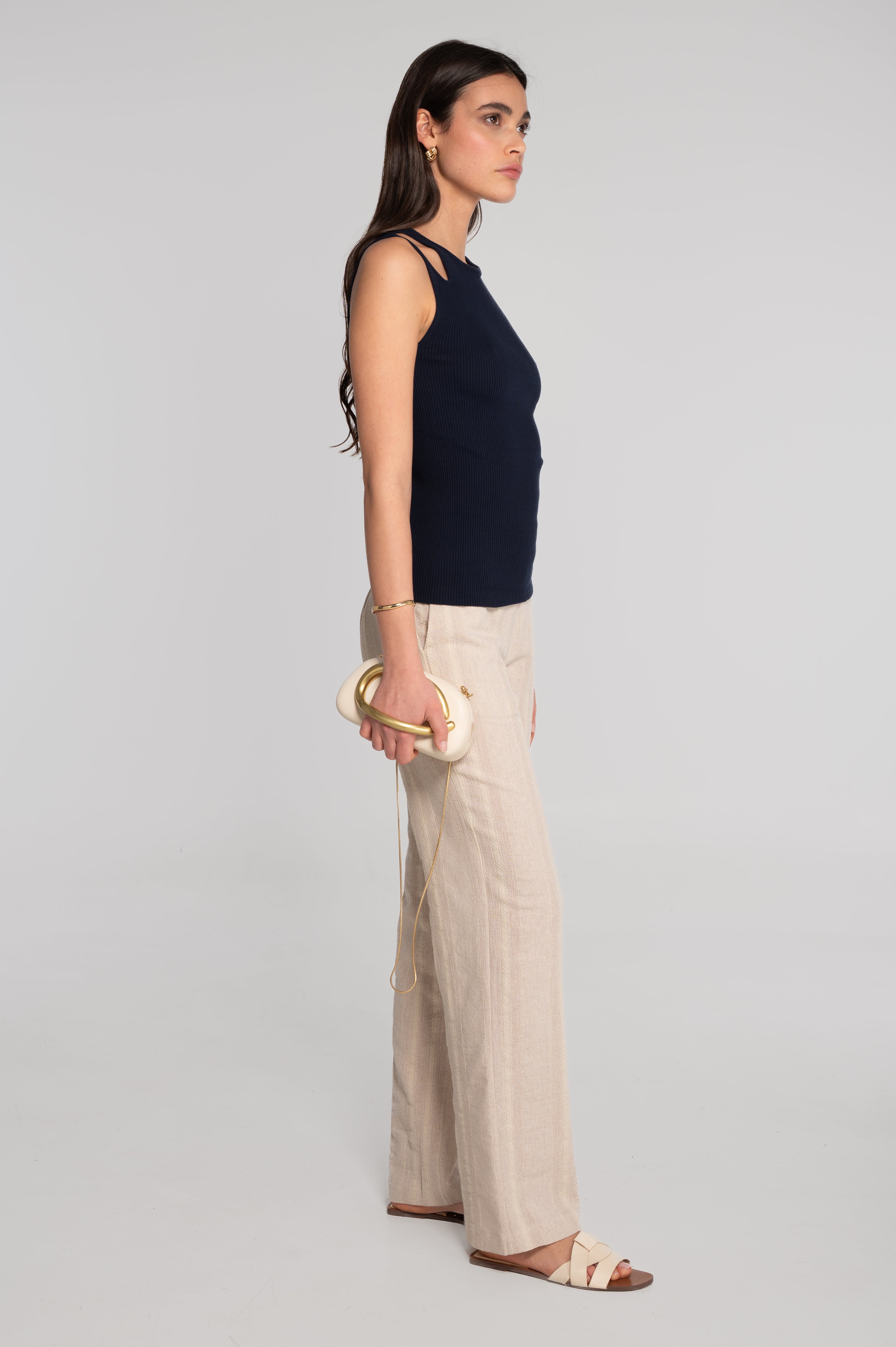 Cotton tank top with shoulder cut-outs 7153