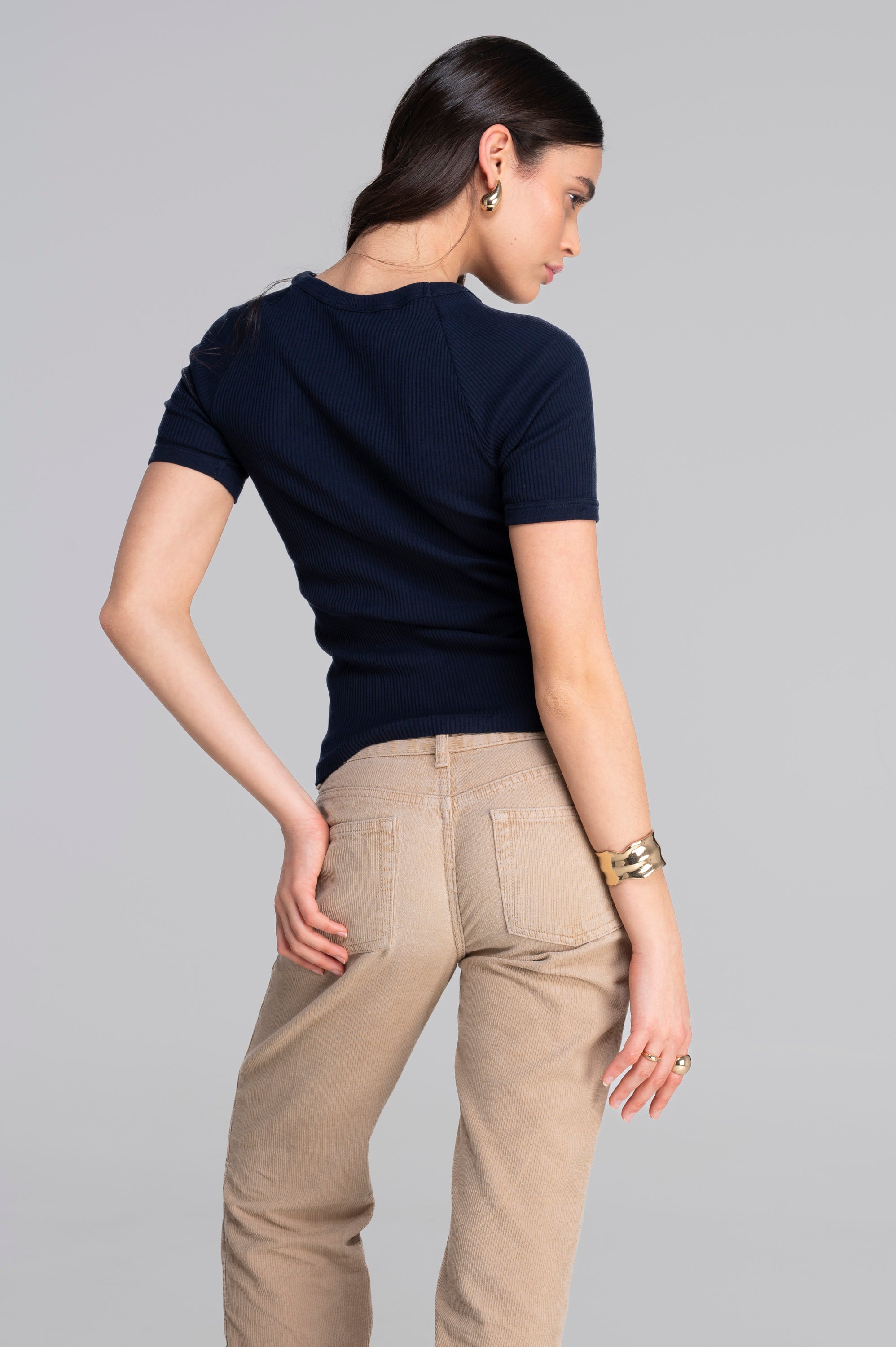 Cotton round neck T-shirt 7163