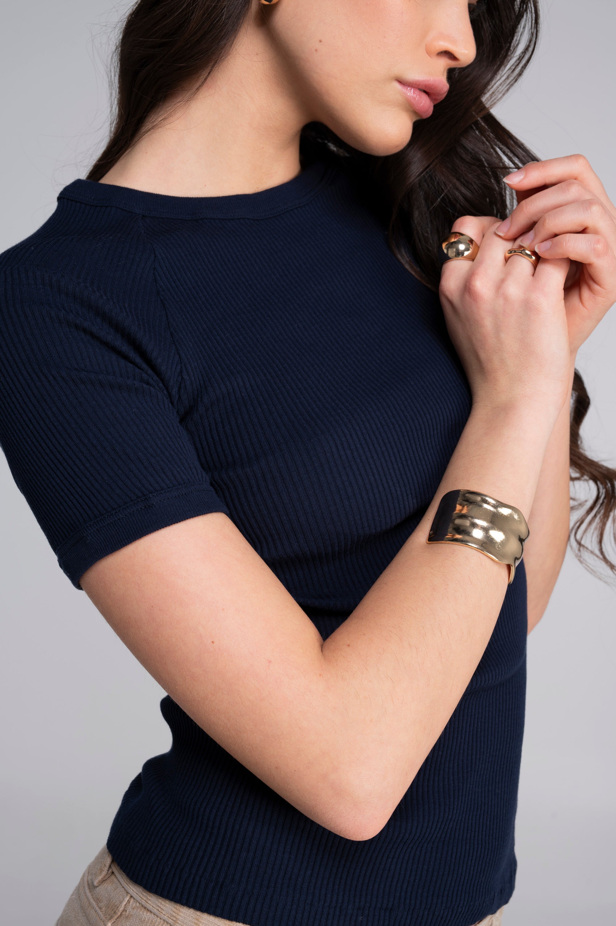 Cotton round neck T-shirt 7163