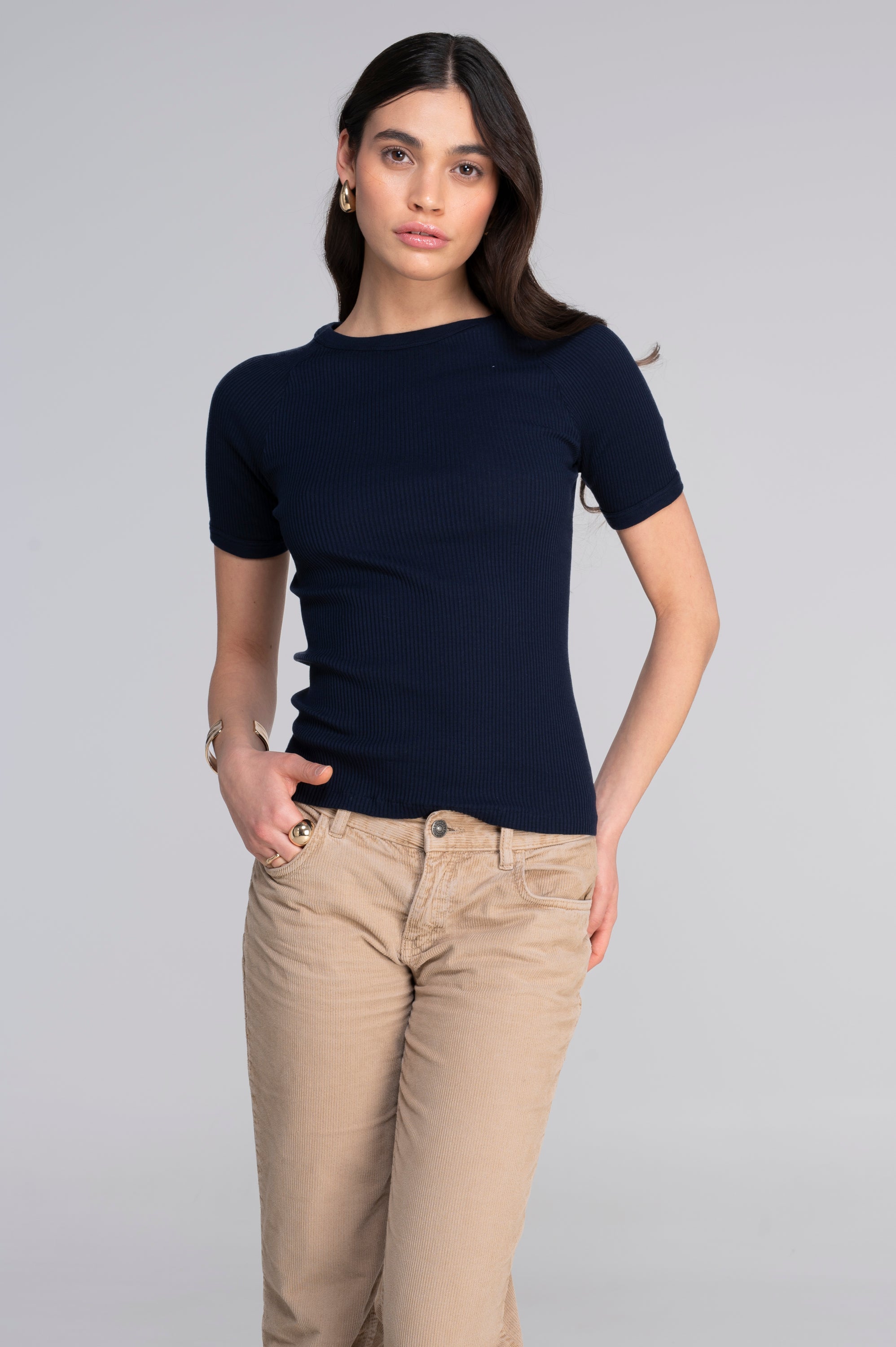 Cotton round neck T-shirt 7163