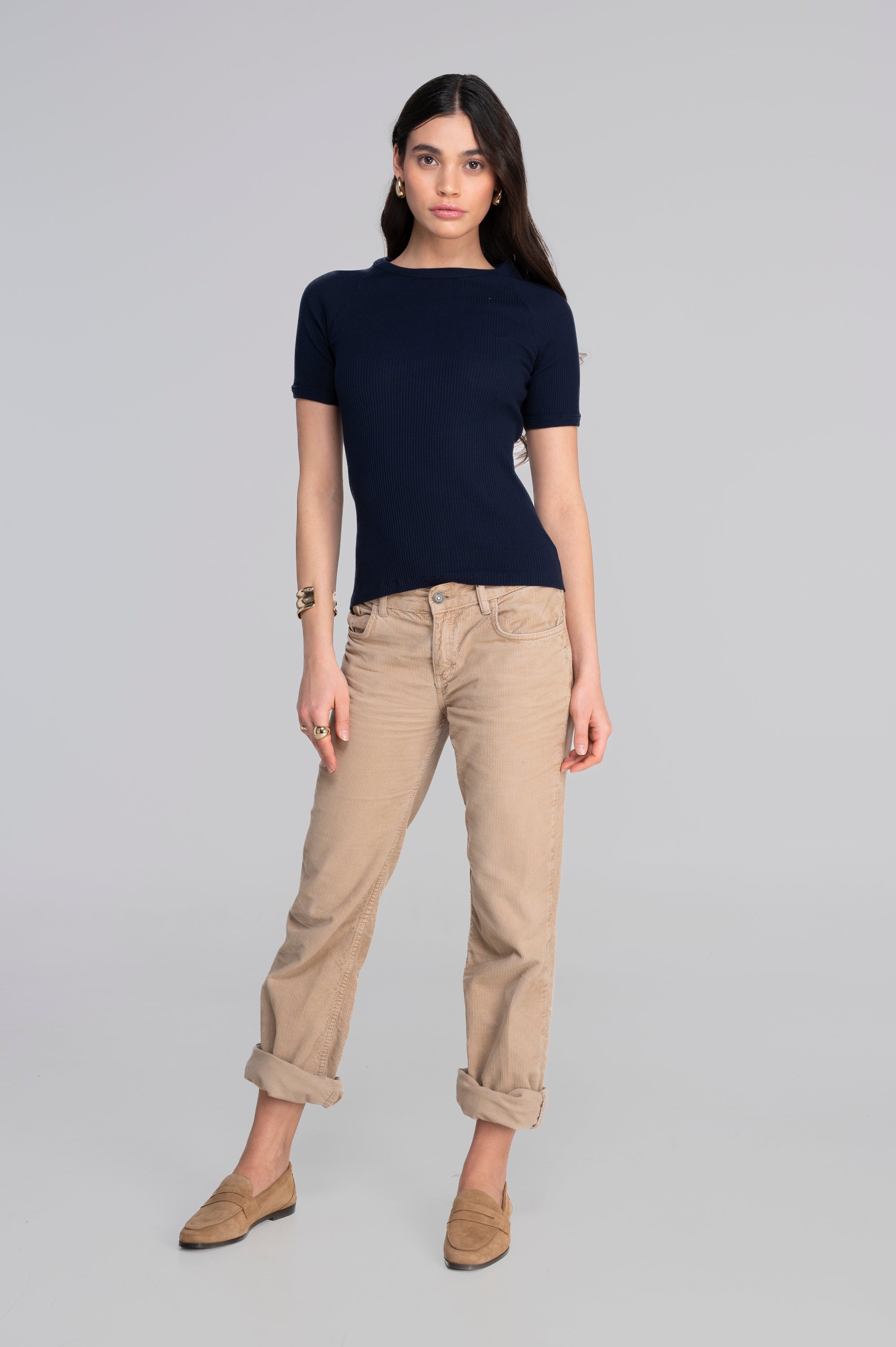 Cotton round neck T-shirt 7163