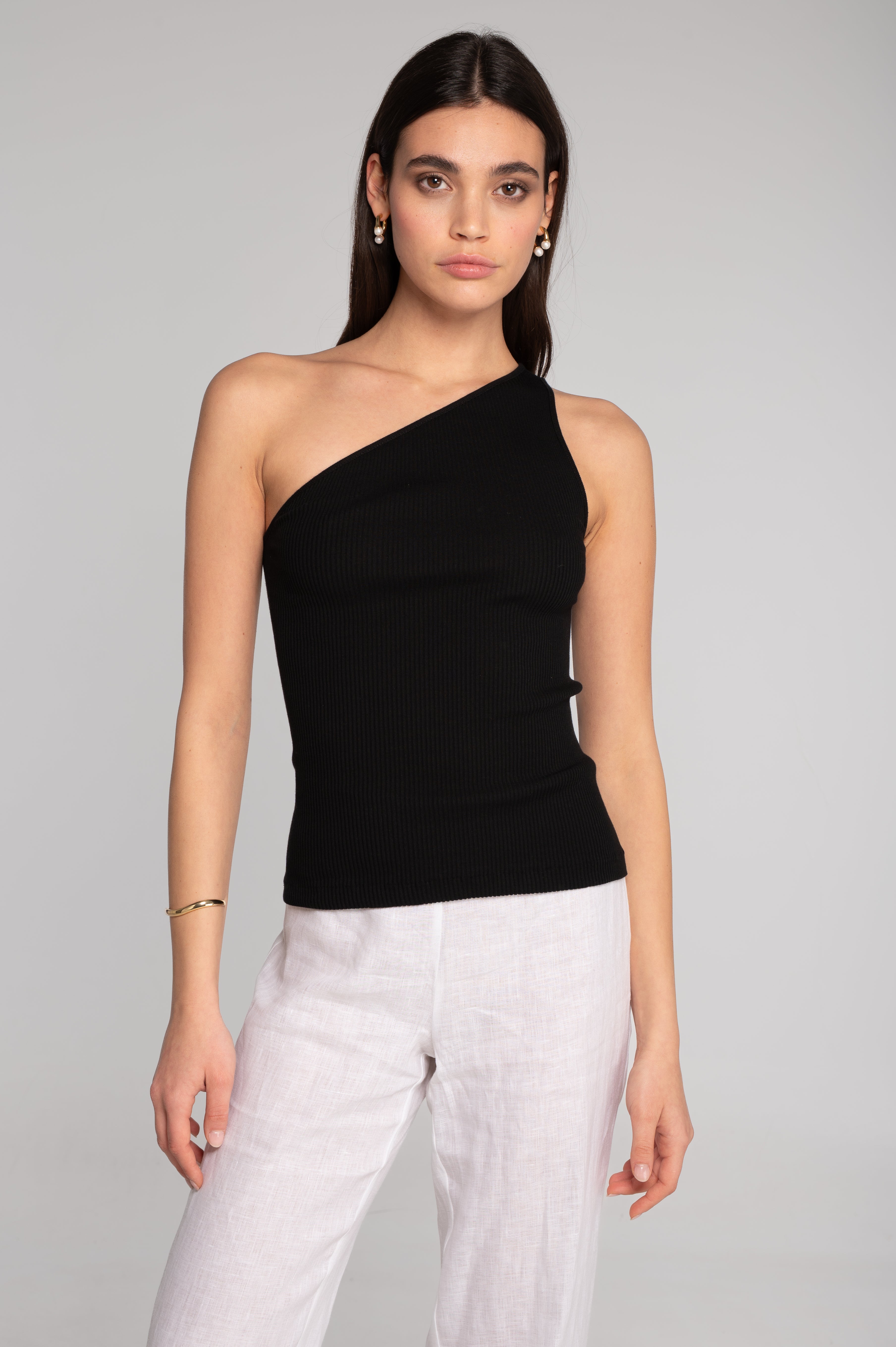 Cotton one-shoulder top 7171