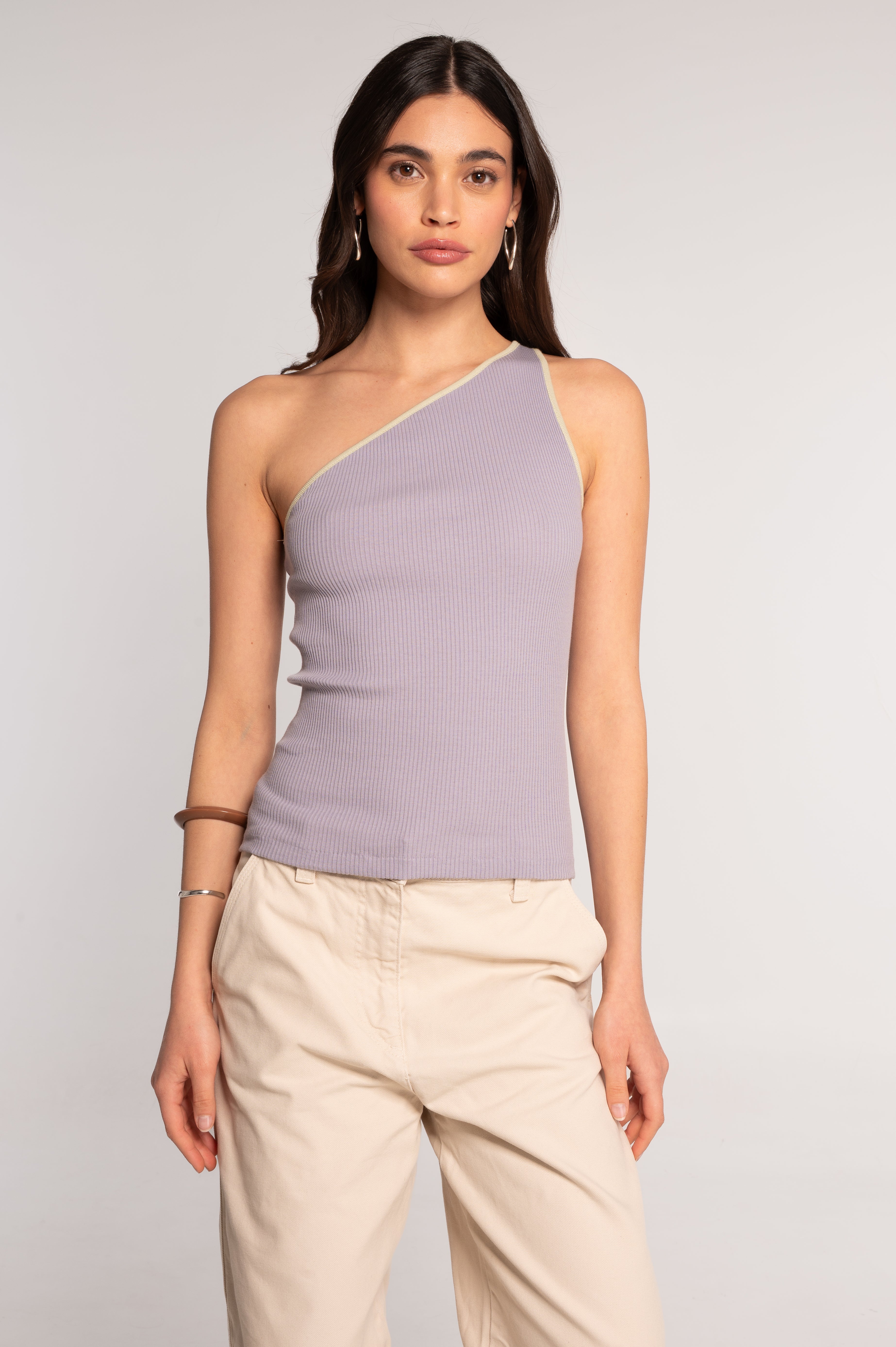 Cotton one-shoulder top 7171