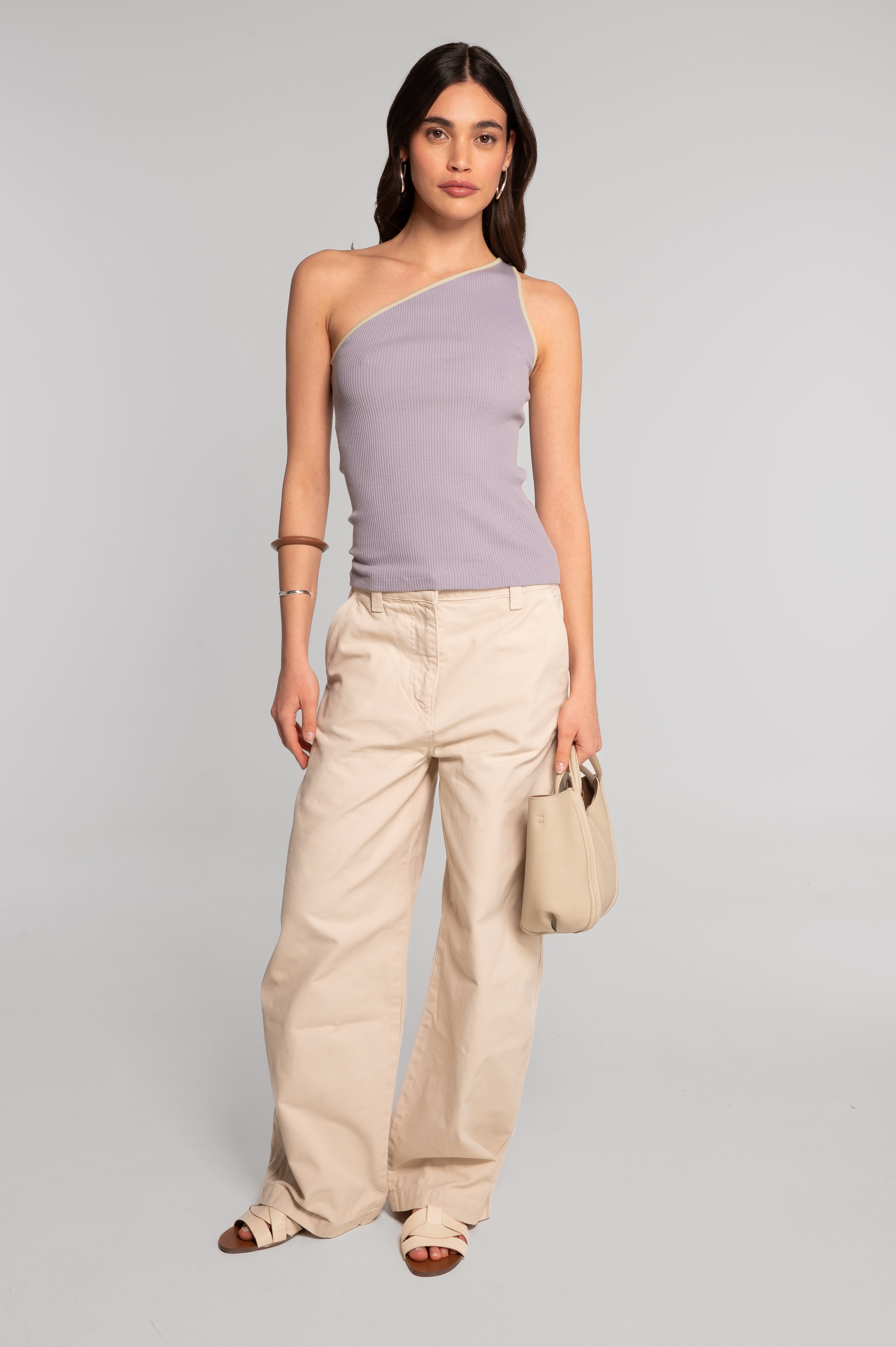 Cotton one-shoulder top 7171