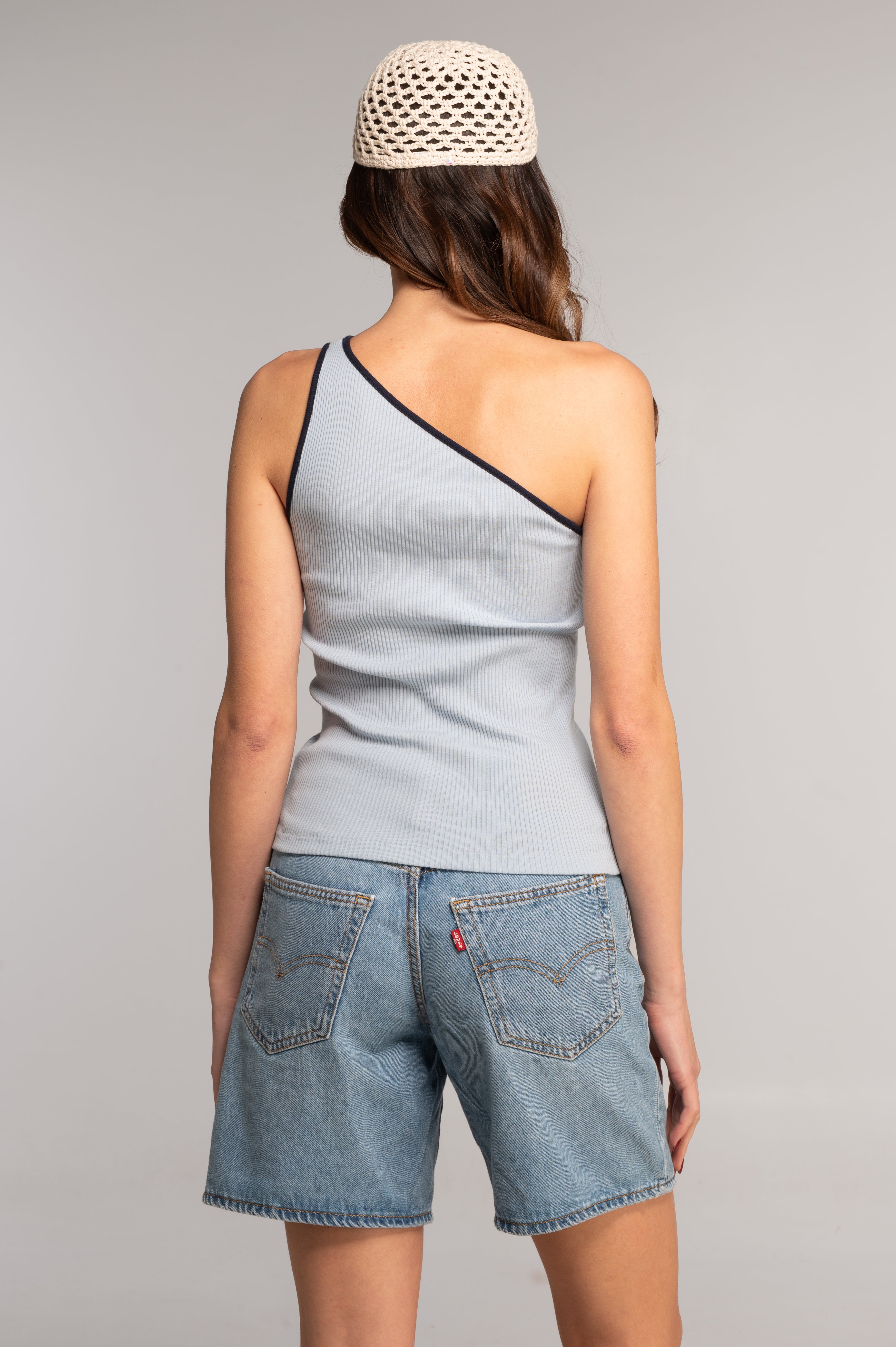 Cotton one-shoulder top 7171