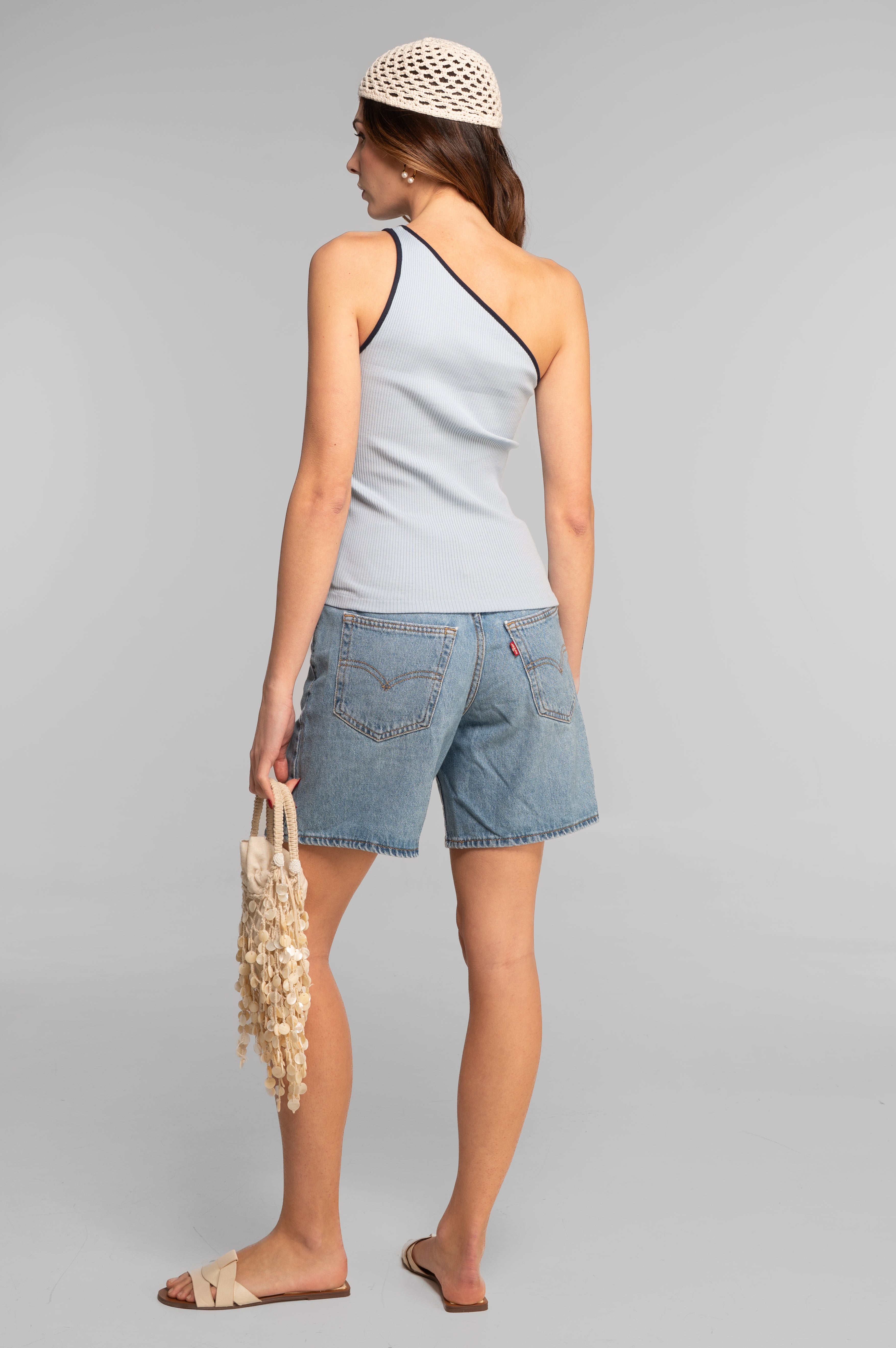 Cotton one-shoulder top 7171