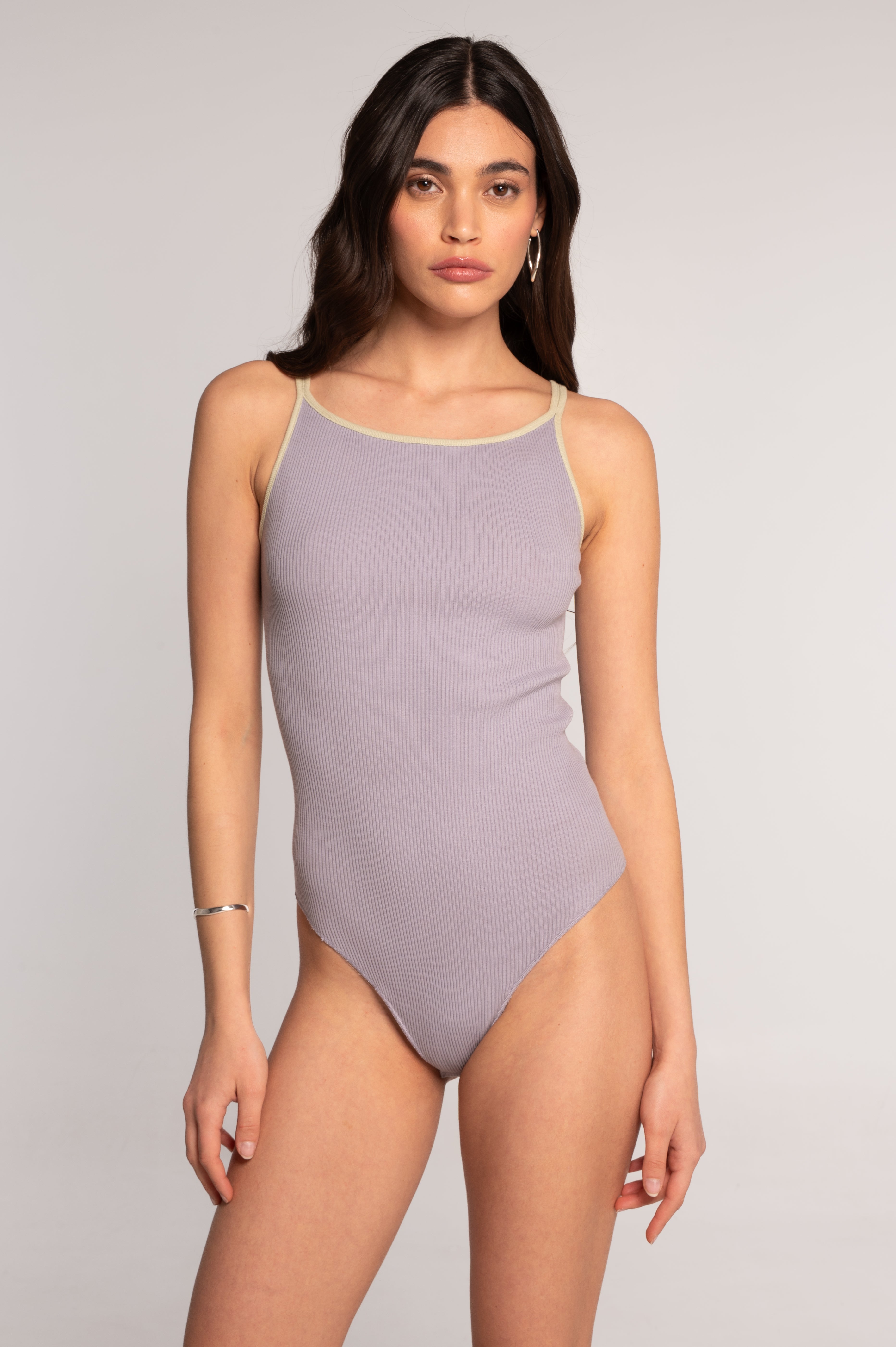 Cotton bodysuit with halterneck and double straps 7174