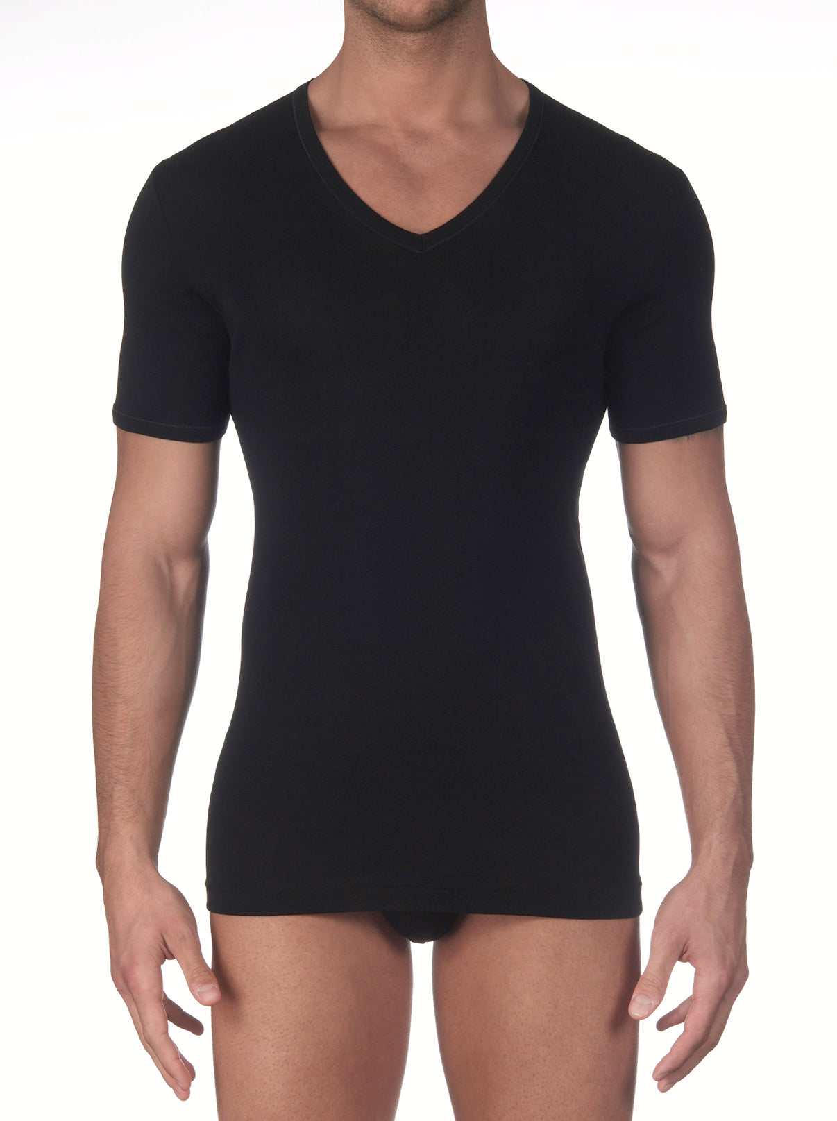 Black cotton v neck shirt