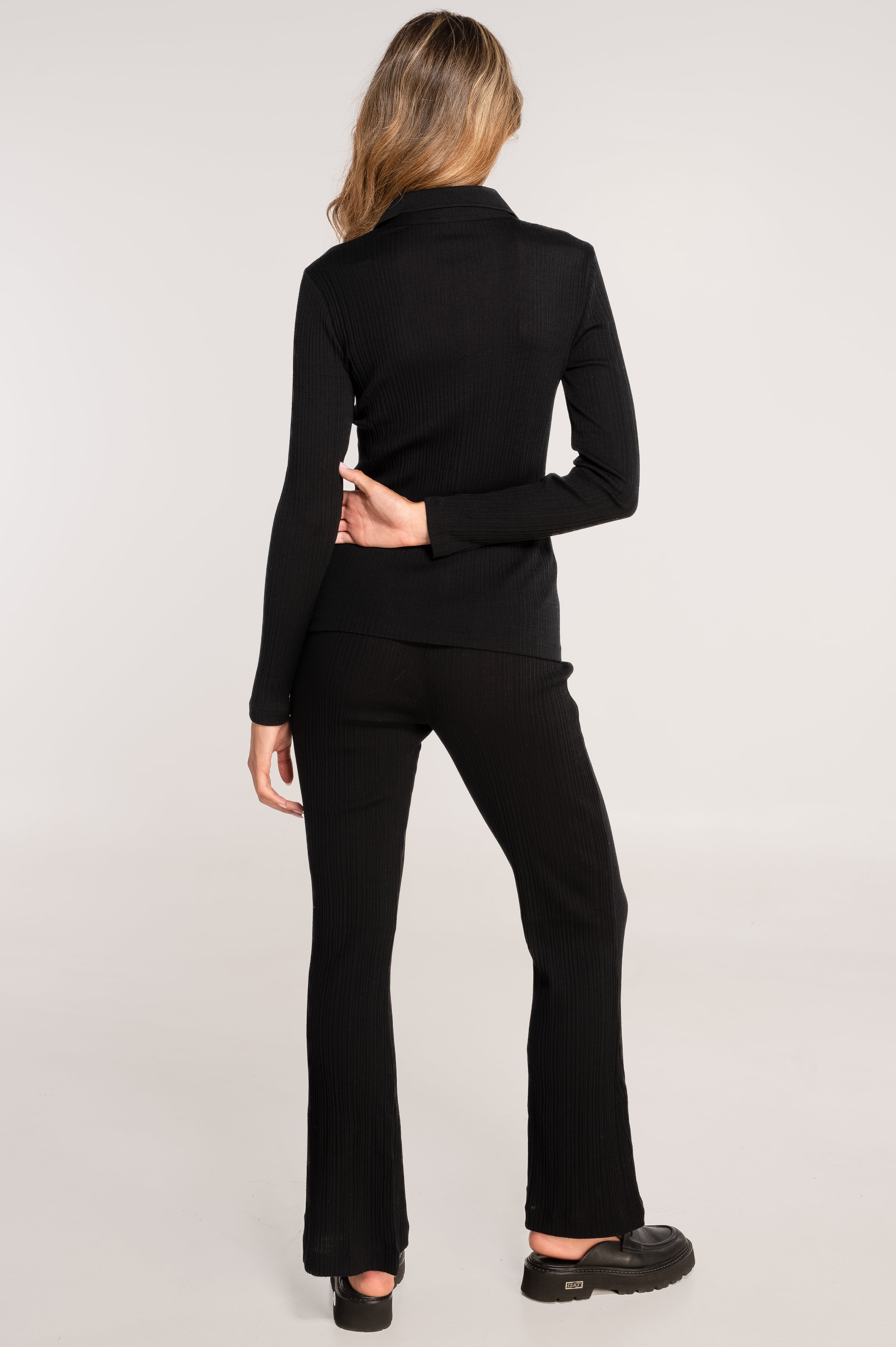 Polo à manches longues en laine et soie 7460