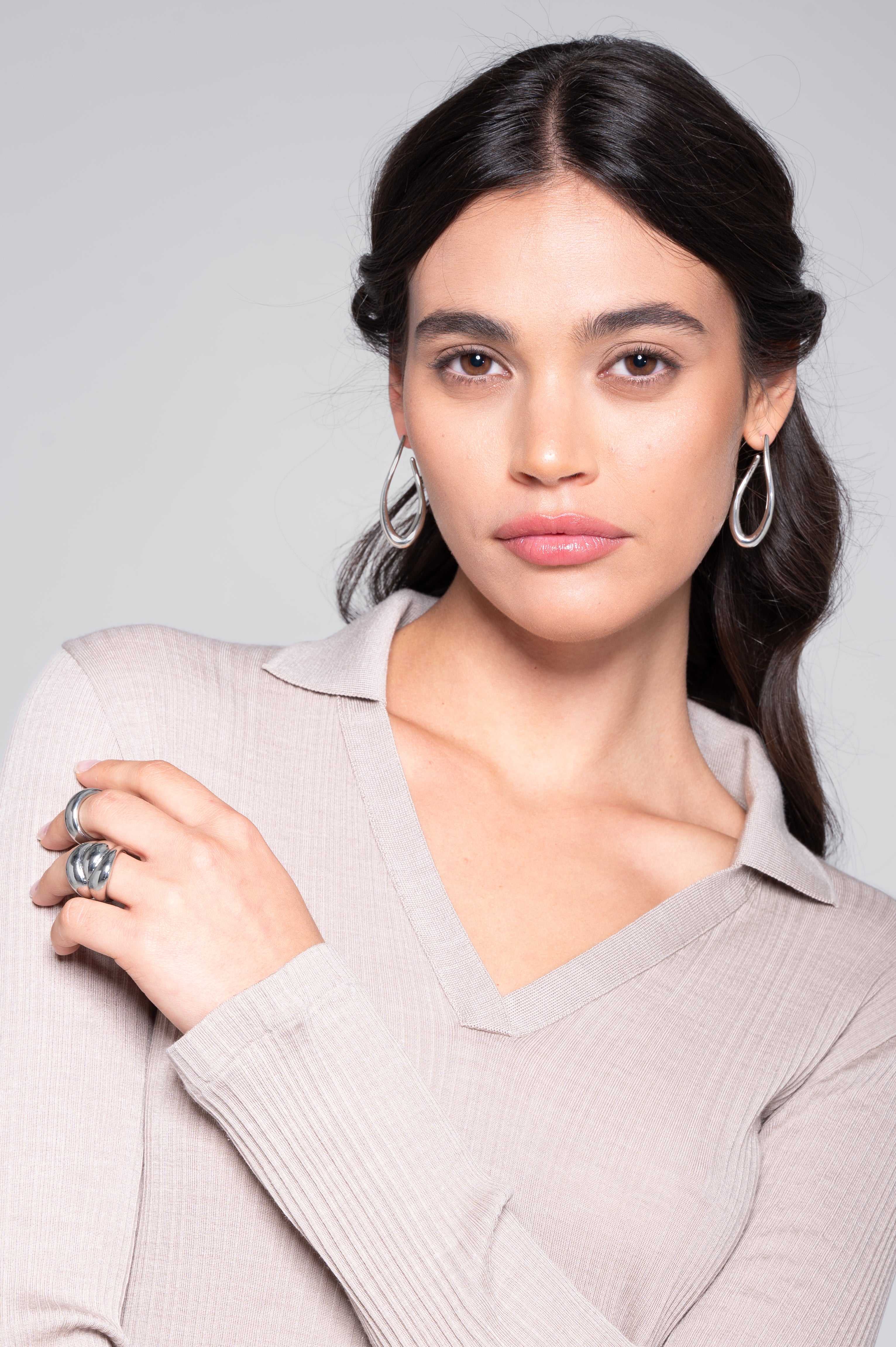 Polo à manches longues en laine et soie 7460