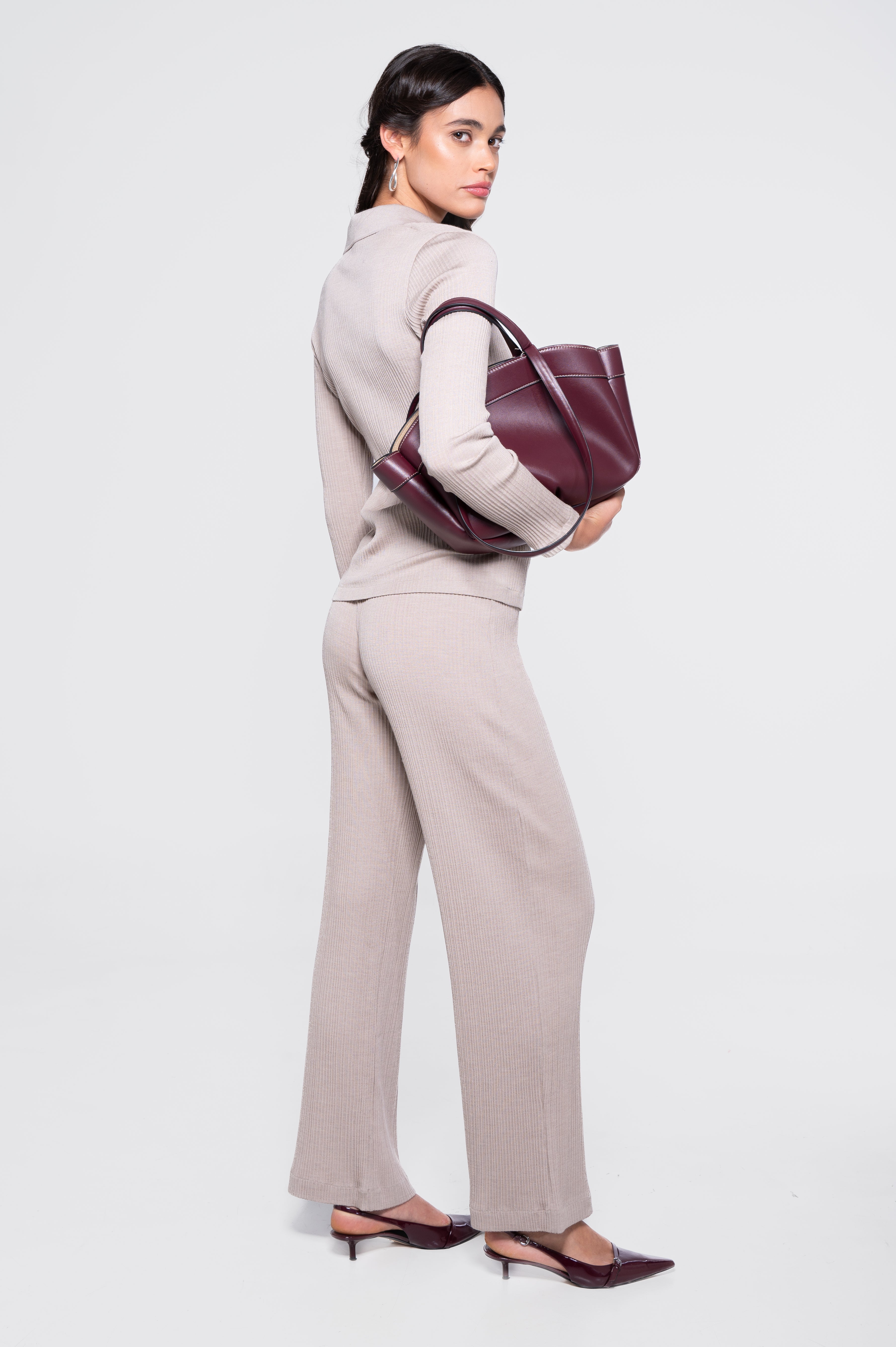 Polo à manches longues en laine et soie 7460