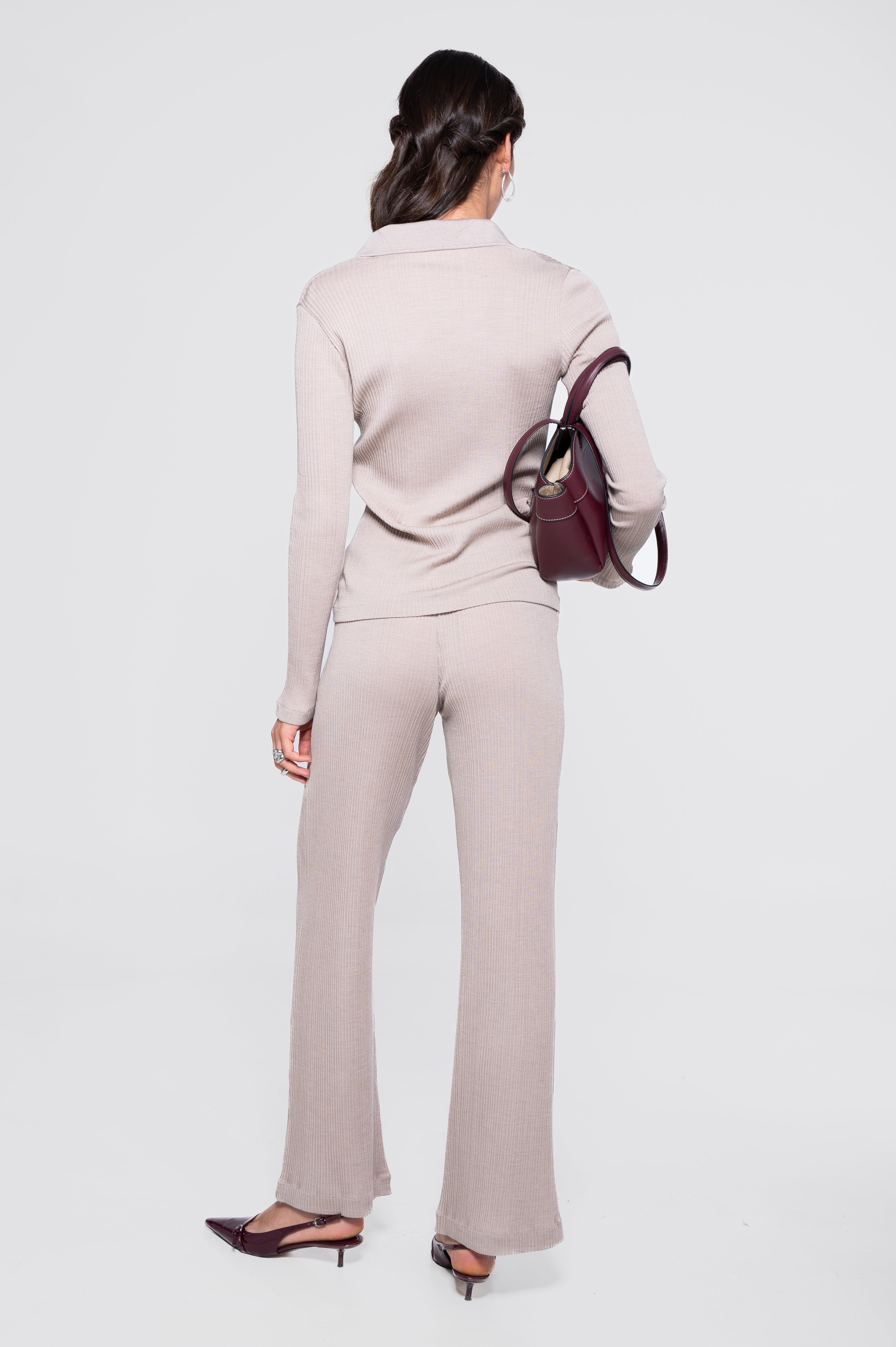 Polo à manches longues en laine et soie 7460