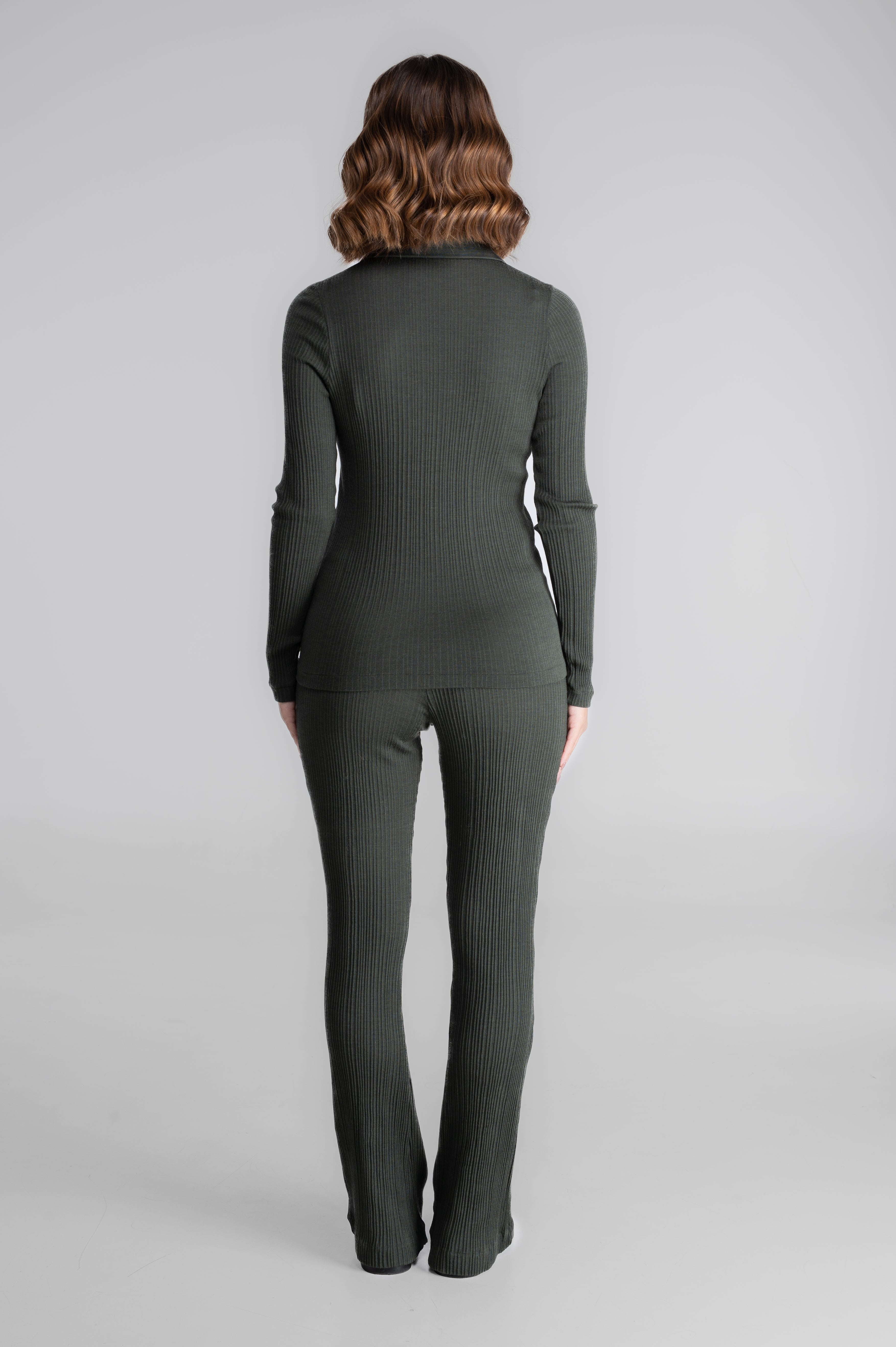 Polo à manches longues en laine et soie 7460