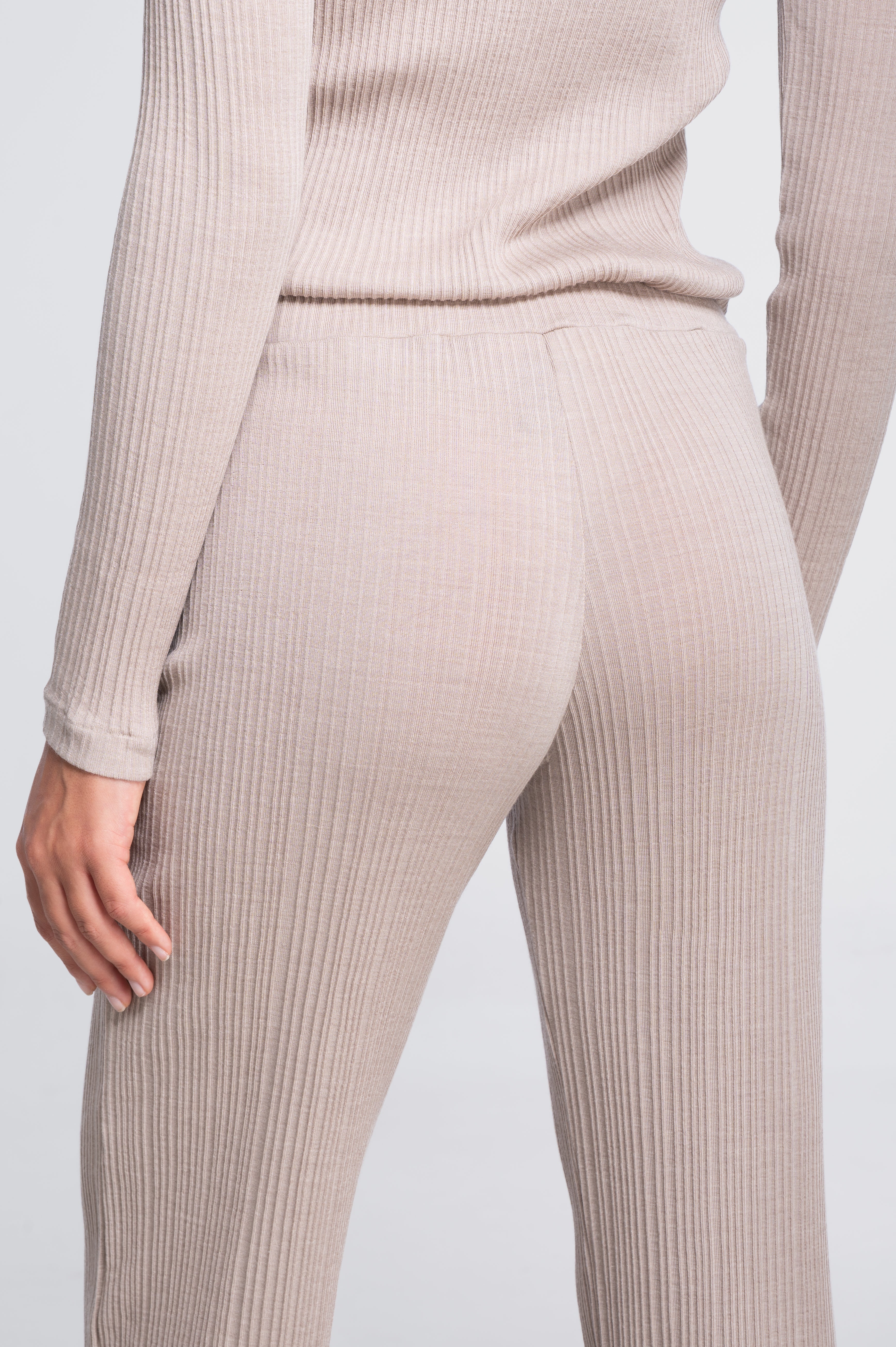 Wide-leg wool and silk trousers with irregular rib 7468