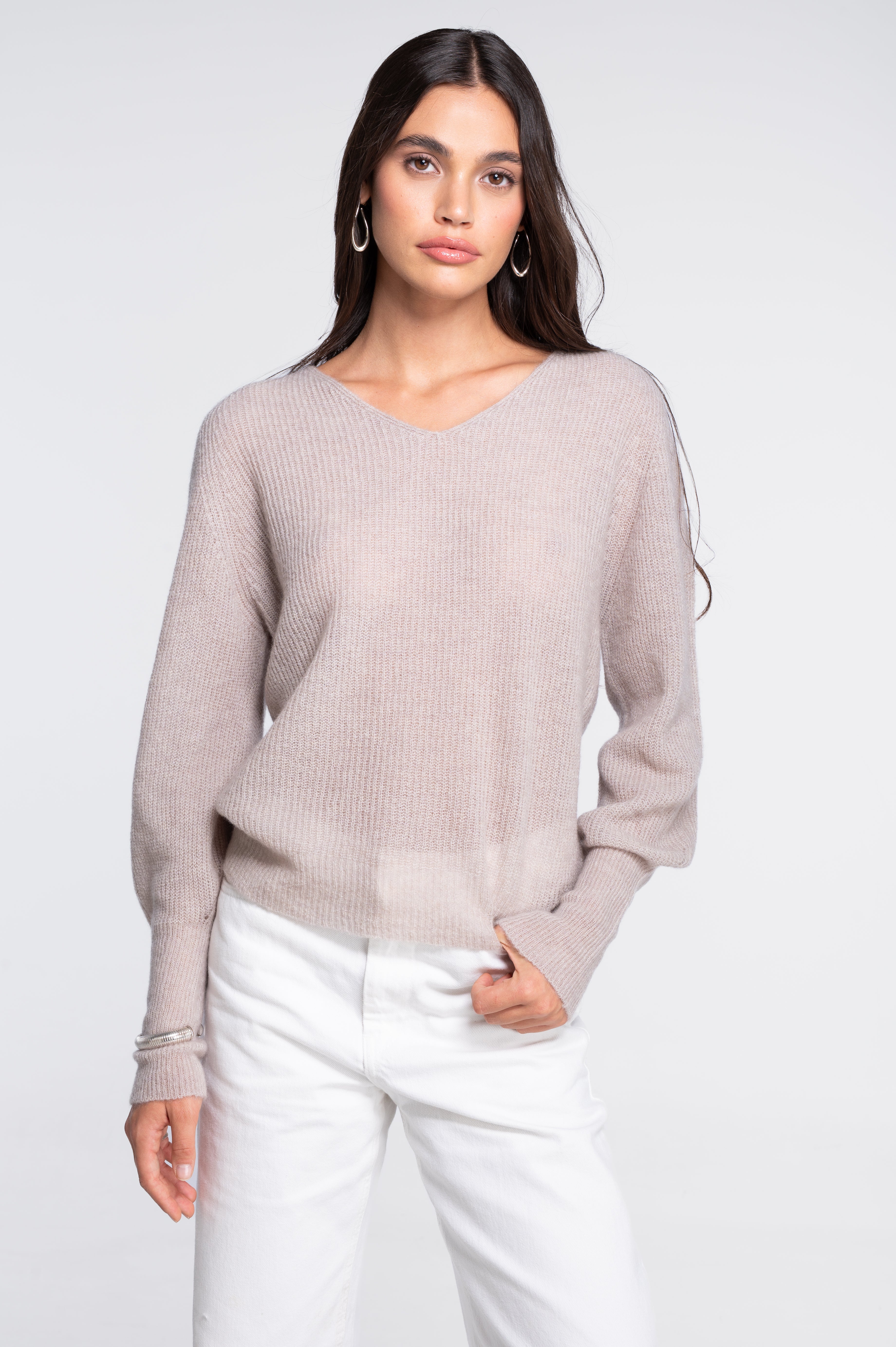 V neck pullover in alpaca 7483