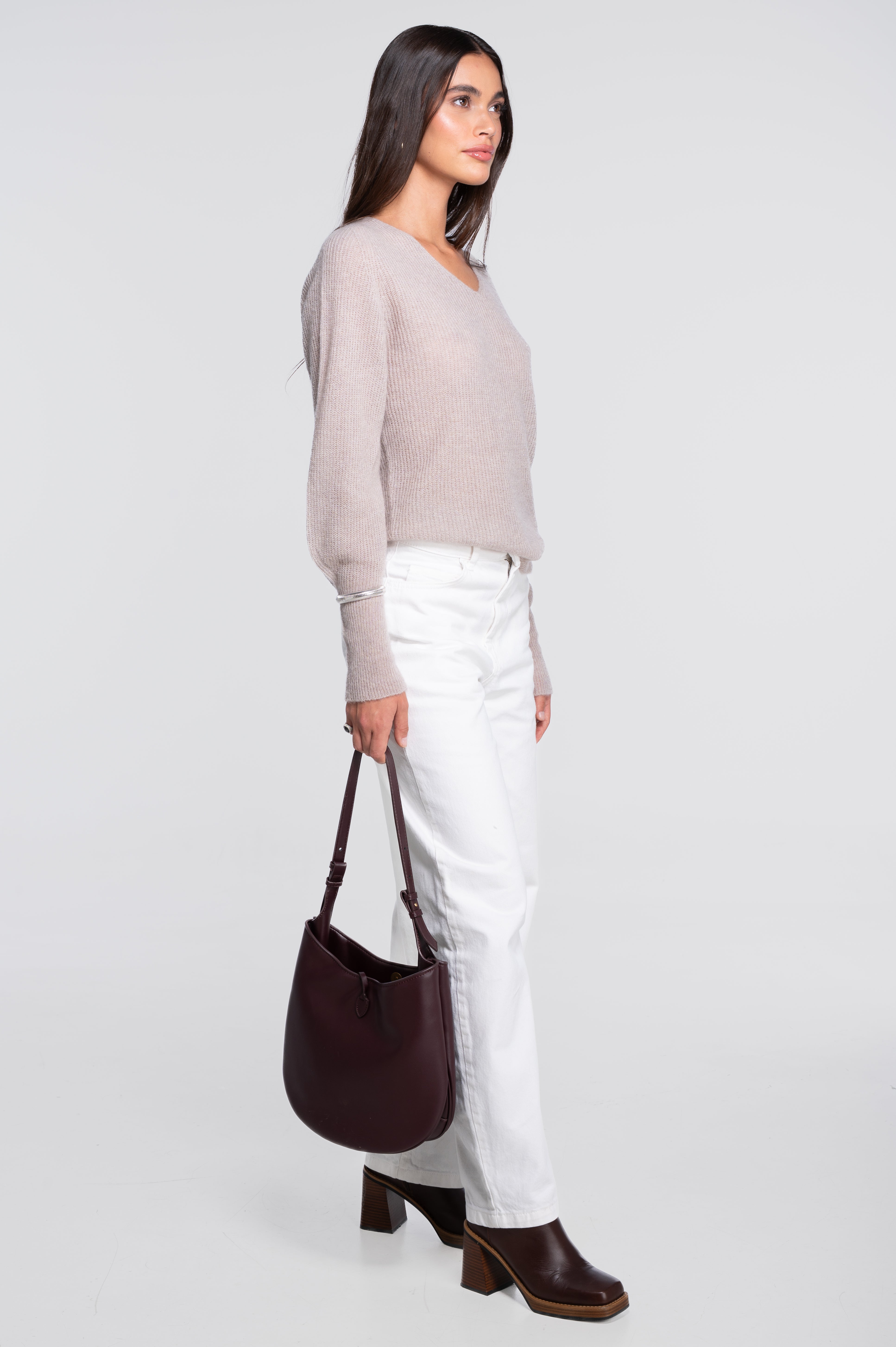 V neck pullover in alpaca 7483